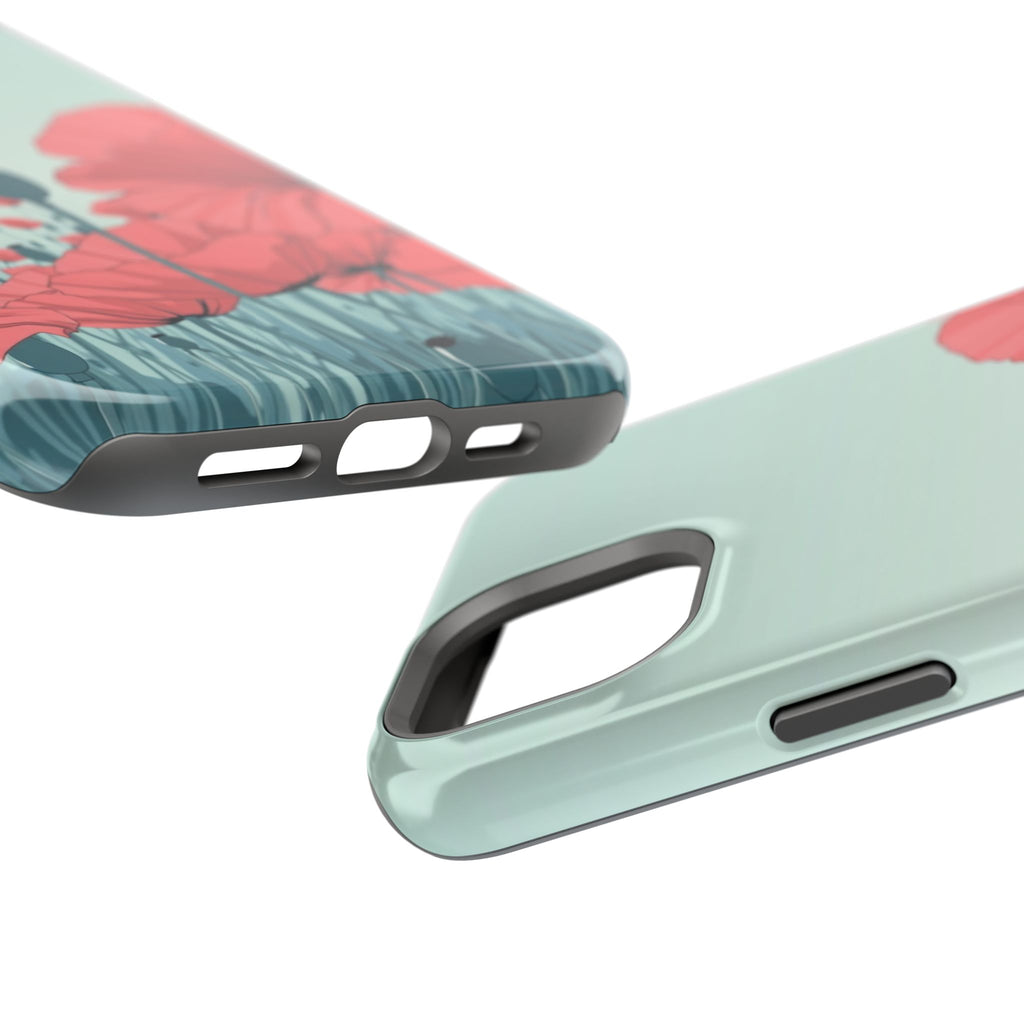 iPhone Mint And Blush Poppy Field Bold Modern Everyday Snap Case · iPhone Case