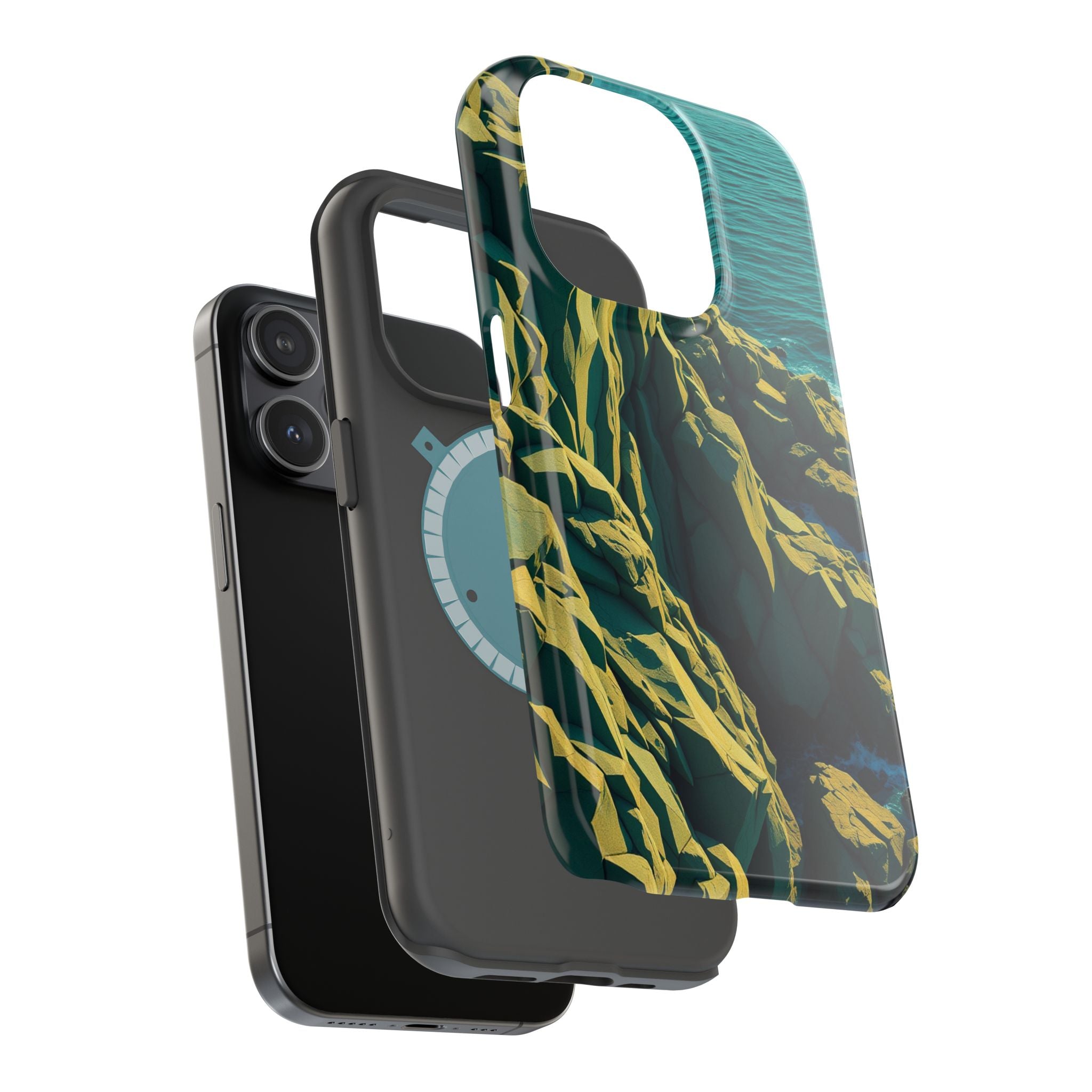 iPhone Emerald Green And Gold Rocky Coastline Slim iPhone Everyday · iPhone Case