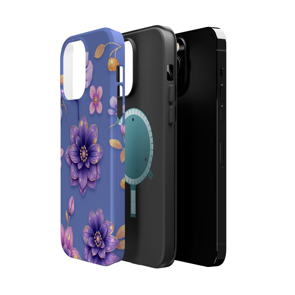 iPhone Indigo And Violet Floral Gold Foil Slim iPhone Everyday Designer · iPhone