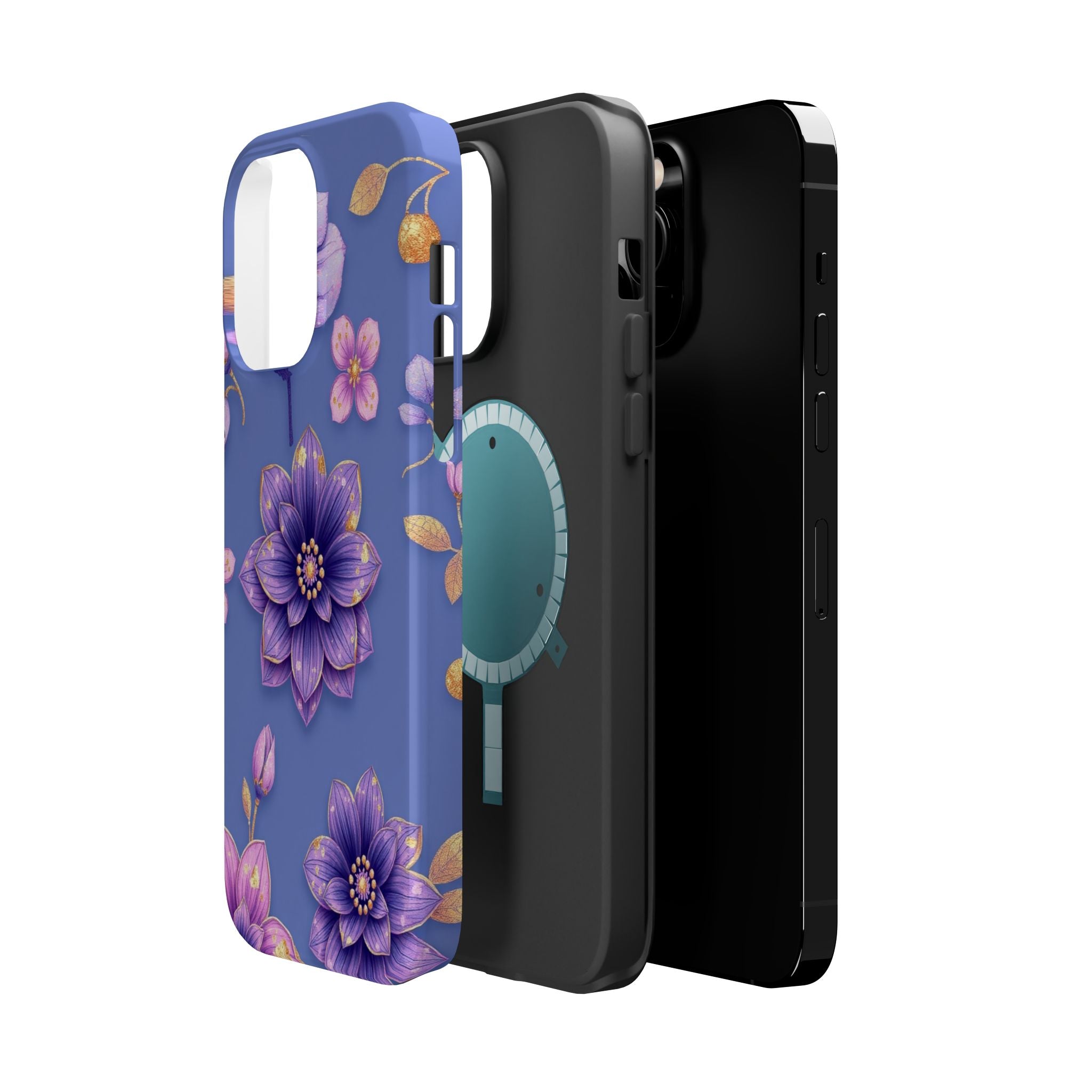 iPhone Indigo And Violet Floral Gold Foil Slim iPhone Everyday Designer · iPhone