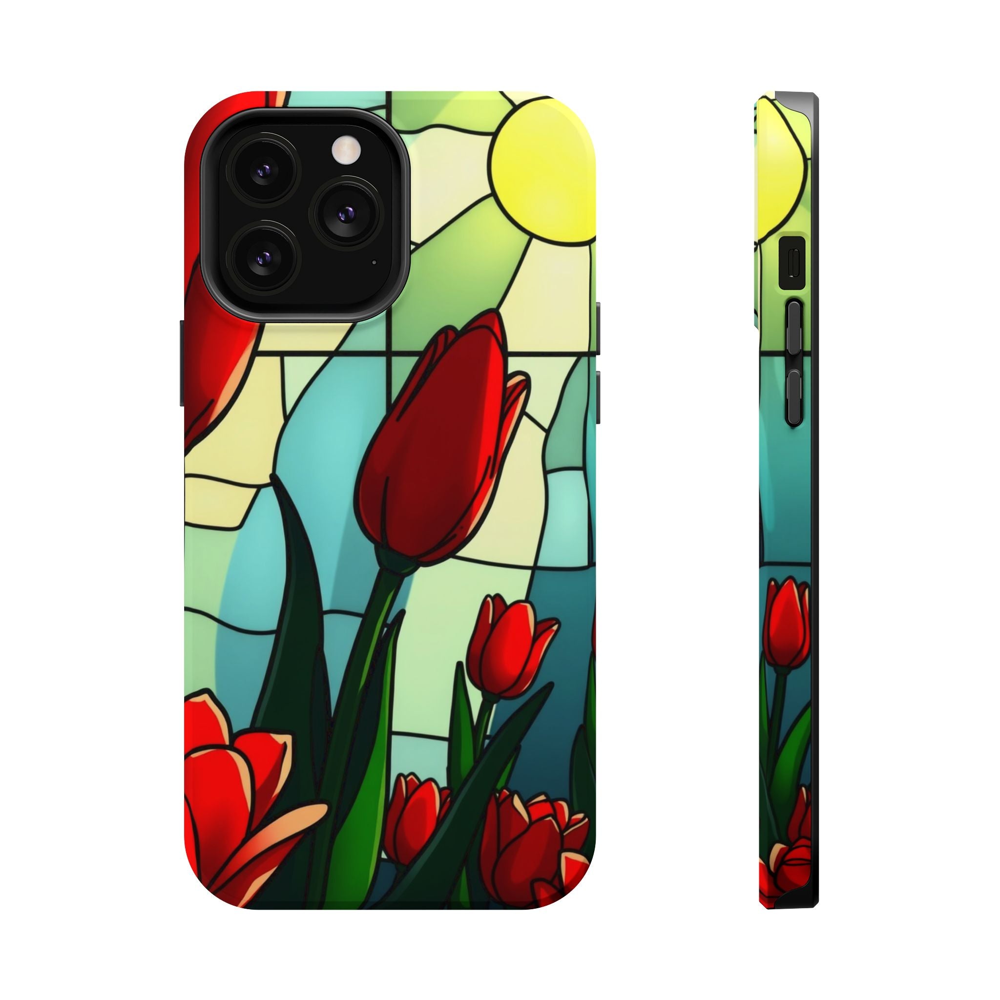 iPhone Tulip Row Stained Glass Slim Everyday Designer Case · iPhone Case