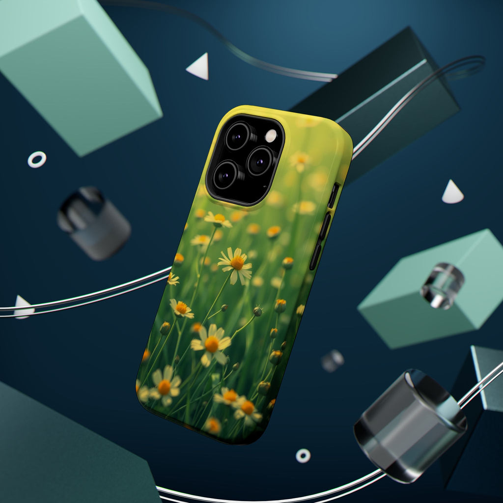 iPhone Emerald Green And Gold Wildflower Field Soft Finish Everyday · iPhone Cas