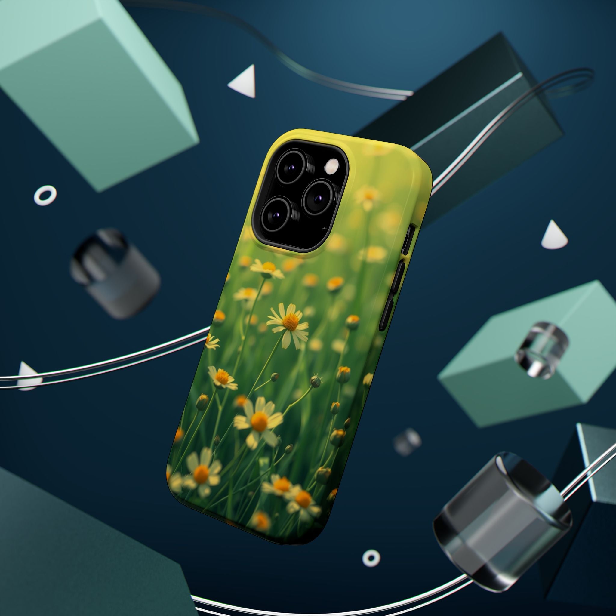 iPhone Emerald Green And Gold Wildflower Field Soft Finish Everyday · iPhone Cas