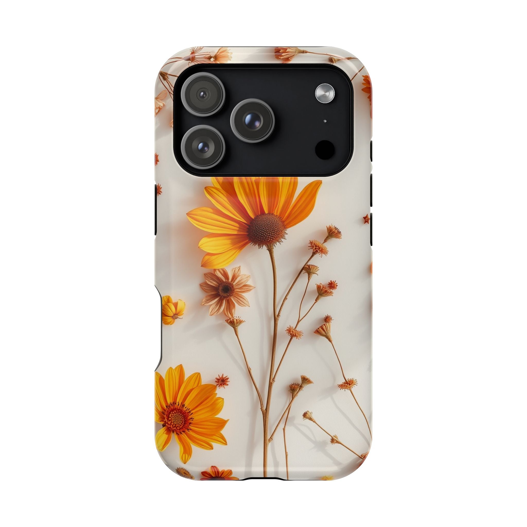 iPhone Mustard And Rust Dried Flower Flat Lay Carry Case Slim Snap Case · iPhone