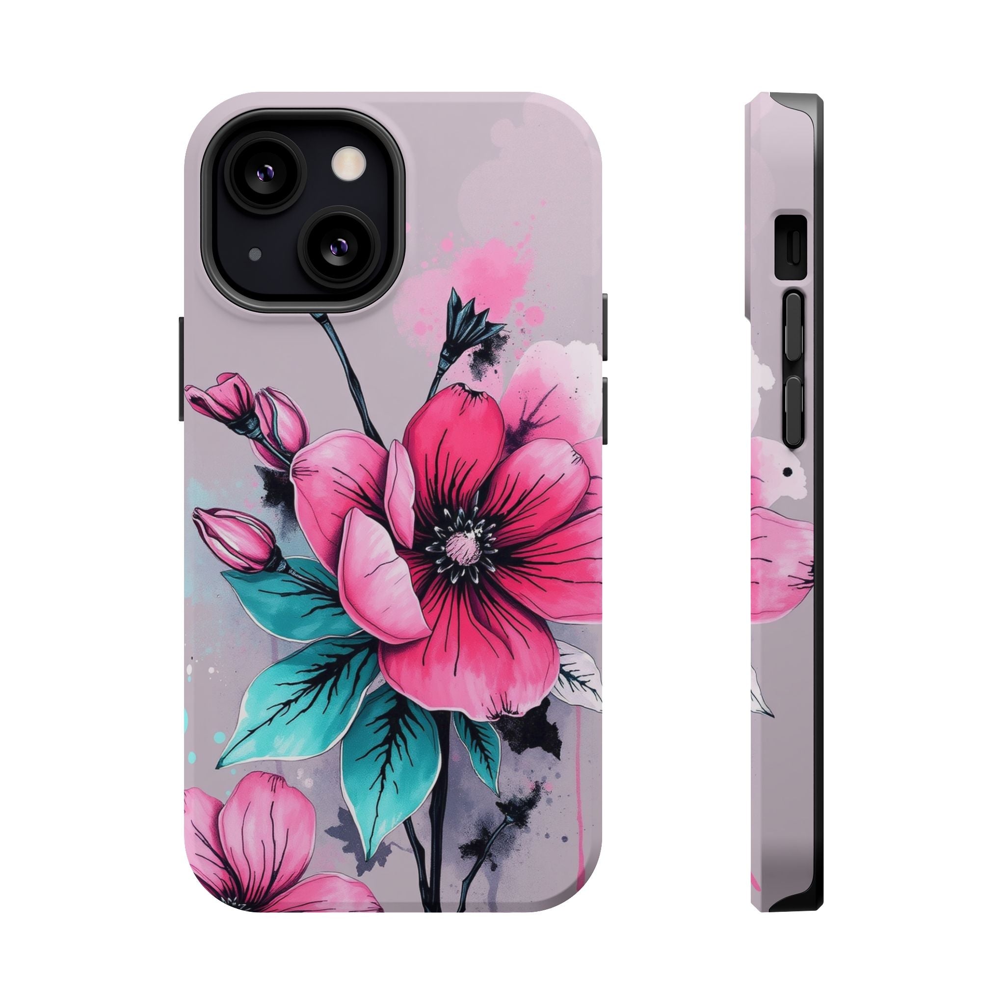 iPhone Mint And Blush Floral Ink Wash Slim Everyday Designer Case · iPhone Case