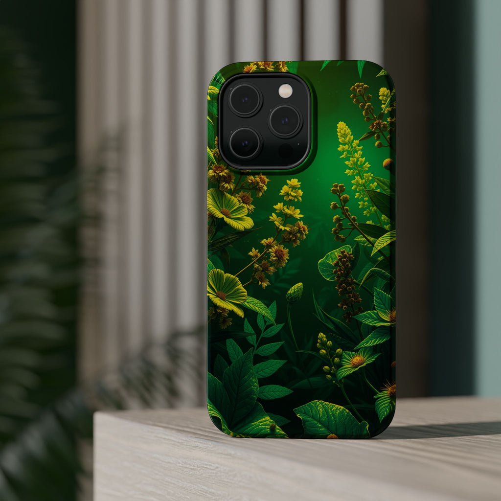 iPhone Emerald Green And Gold Vintage Botanicals Print Slim Snap Case · iPhone C