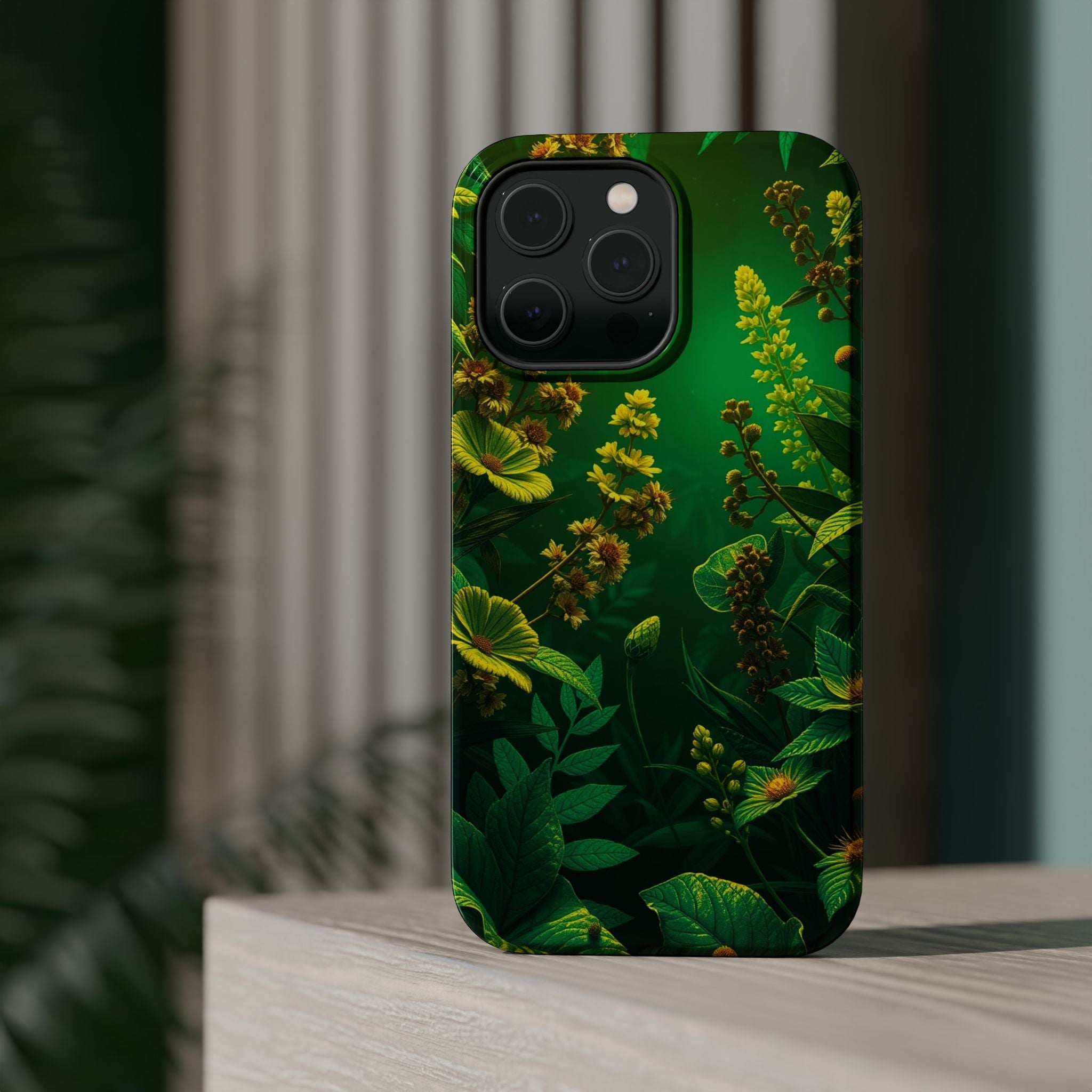 iPhone Emerald Green And Gold Vintage Botanicals Print Slim Snap Case · iPhone C