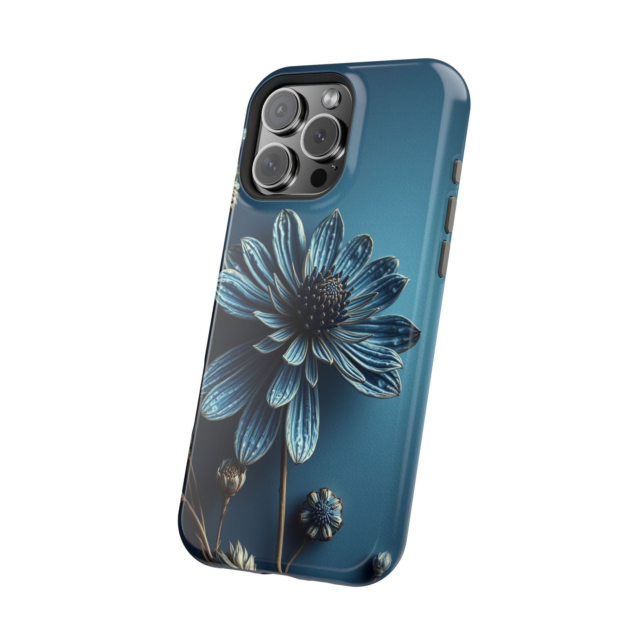 iPhone Midnight Blue And Silver Dried Flower Flat Lay iPhone 15 · iPhone Case