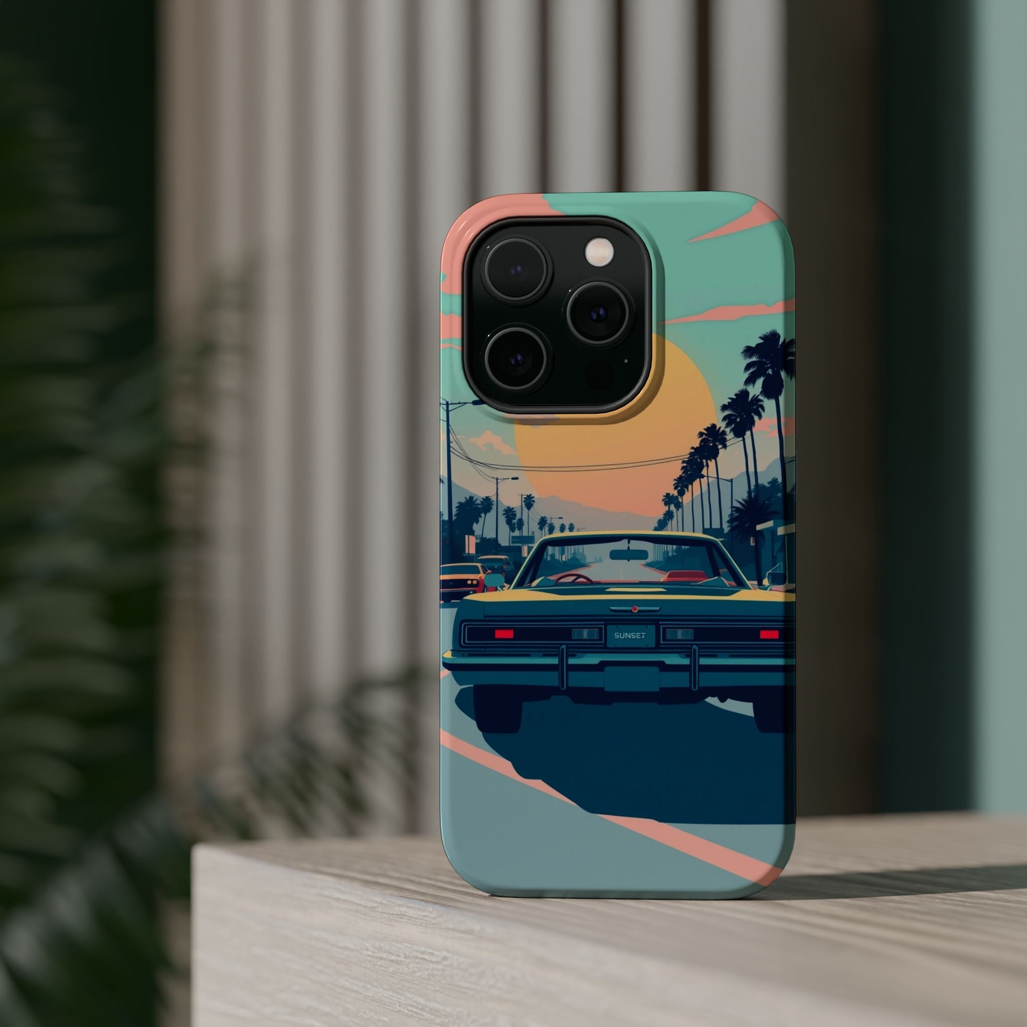 iPhone Sunset Drive 80s Pop Art Bold Slim Everyday Designer Case · iPhone Case