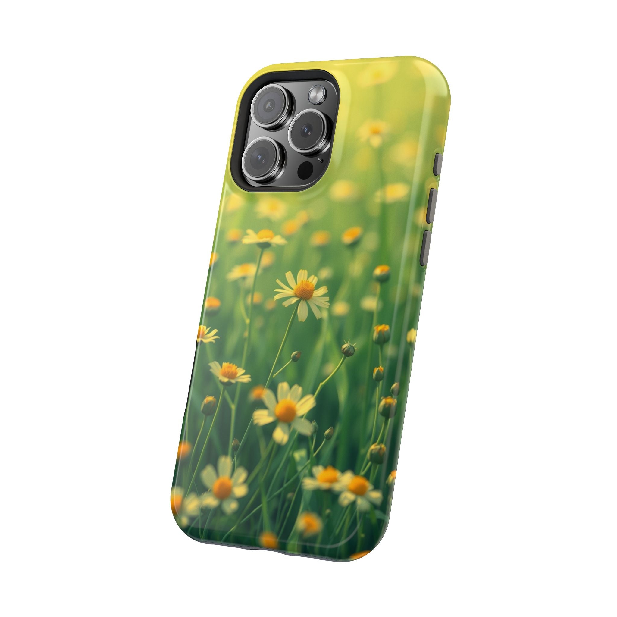 iPhone Emerald Green And Gold Wildflower Field Soft Finish Everyday · iPhone Cas