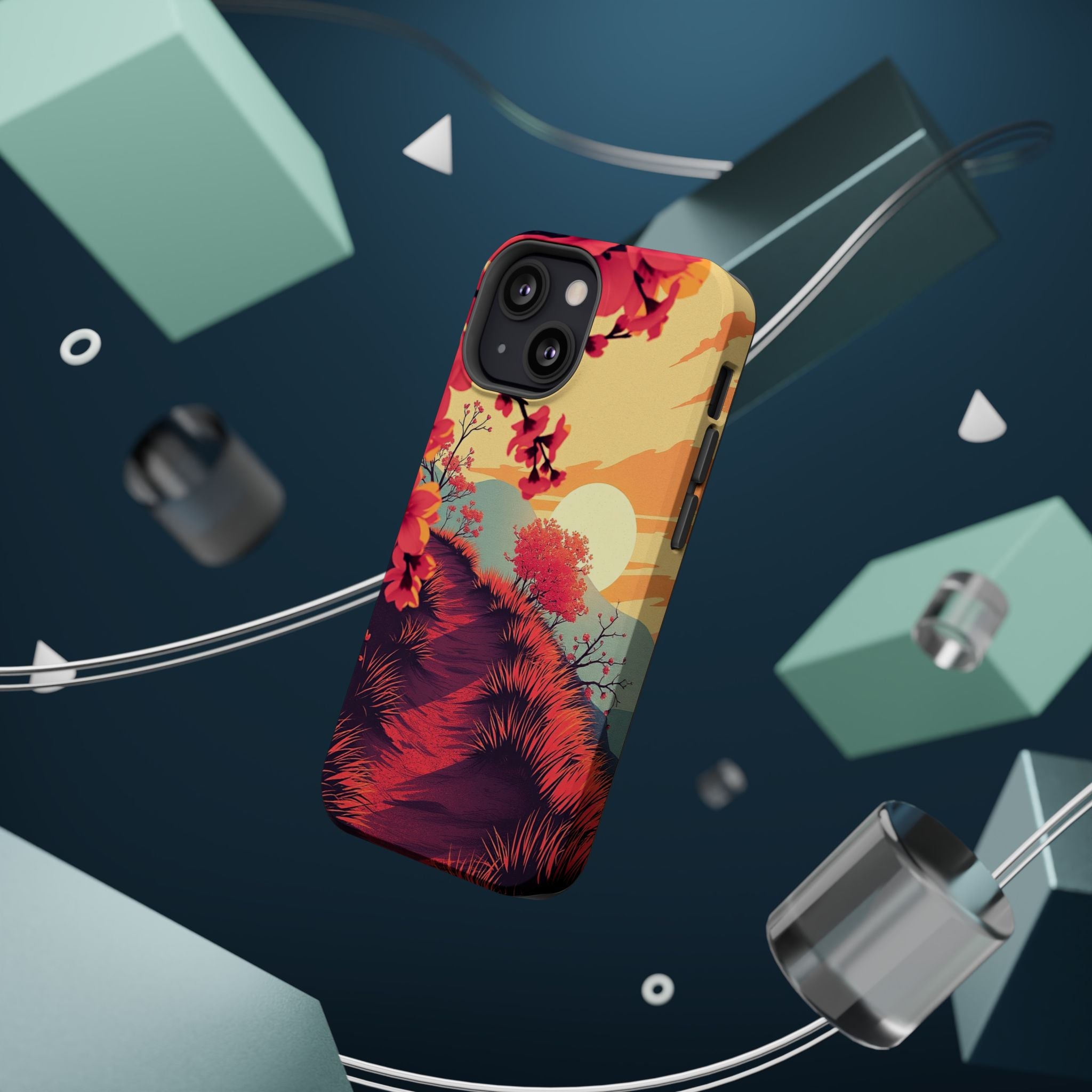 iPhone Sunset Amber And Peach Blossom Trail Soft iPhone 15 Finish · iPhone Case