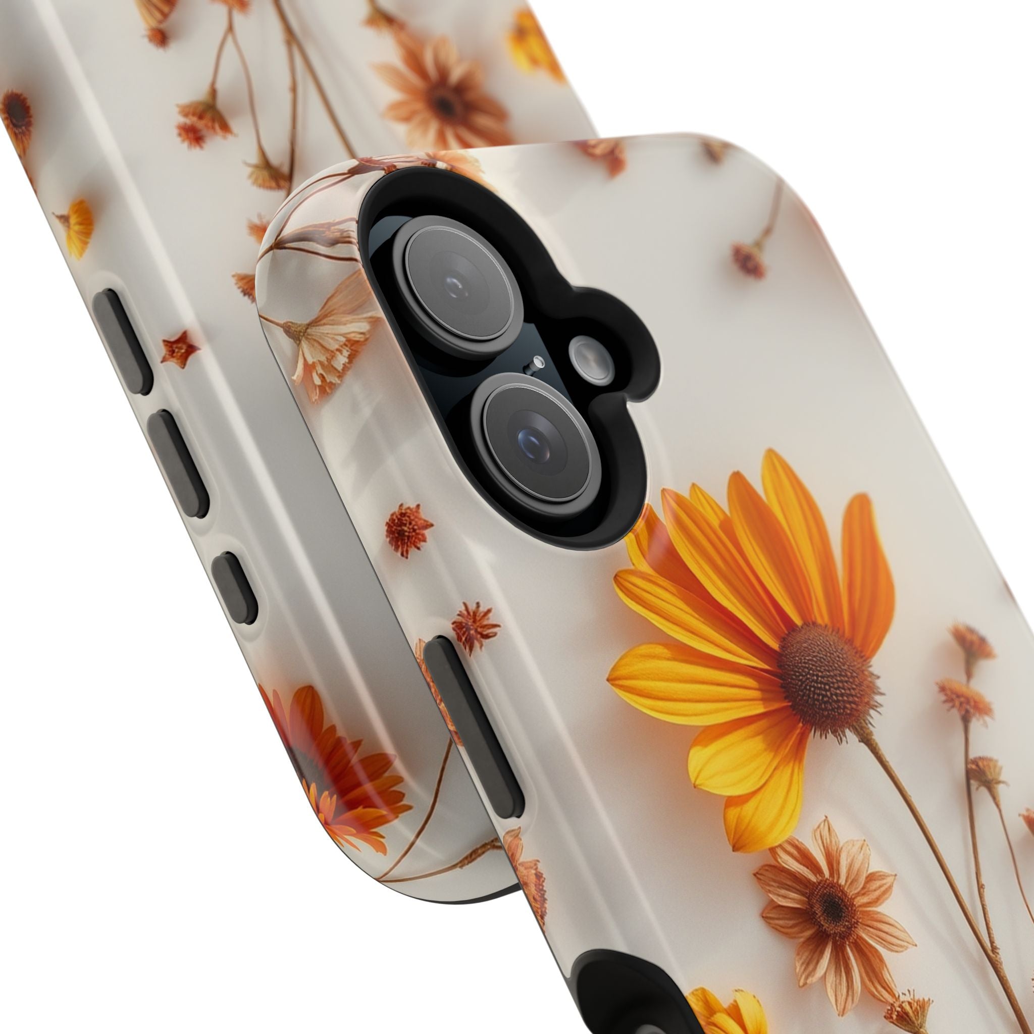 iPhone Mustard And Rust Dried Flower Flat Lay Carry Case Slim Snap Case · iPhone