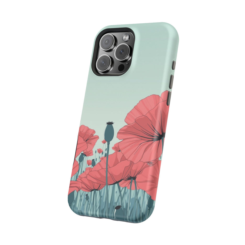 iPhone Mint And Blush Poppy Field Bold Modern Everyday Snap Case · iPhone Case