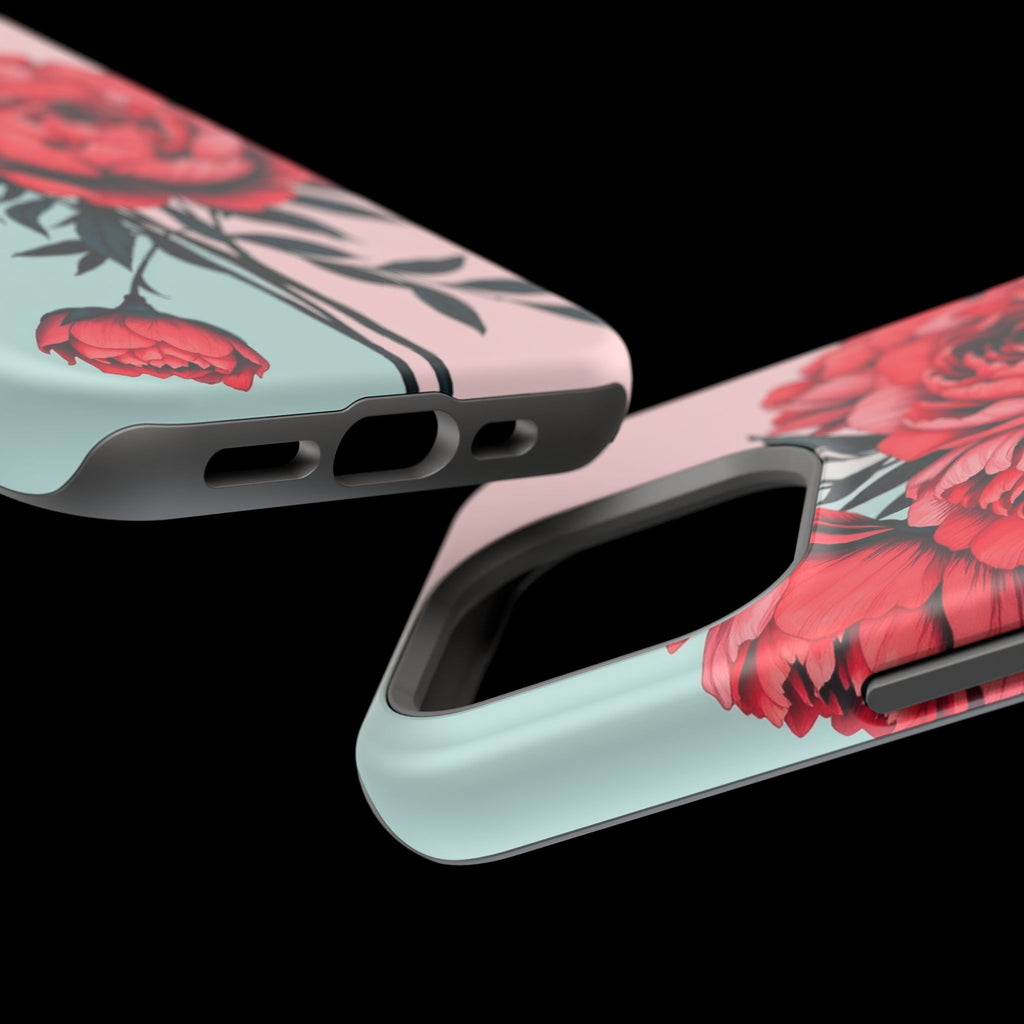 iPhone Teal And Coral Peony Bouquet Artistic Everyday Cas Slim Snap Case · iPhon