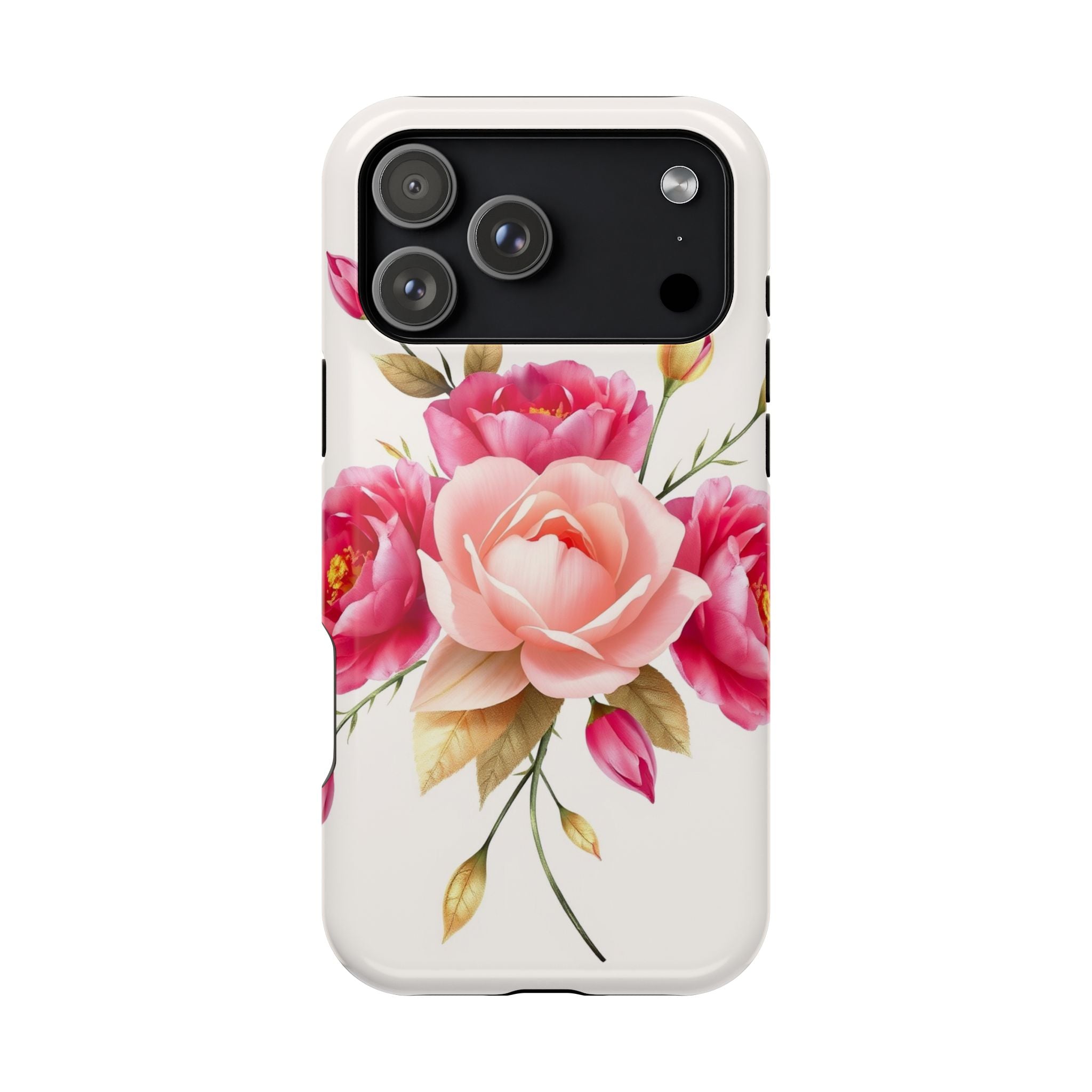 iPhone Rose Pink And Cream Neon Floral Slim Everyday Designer Case · iPhone Case