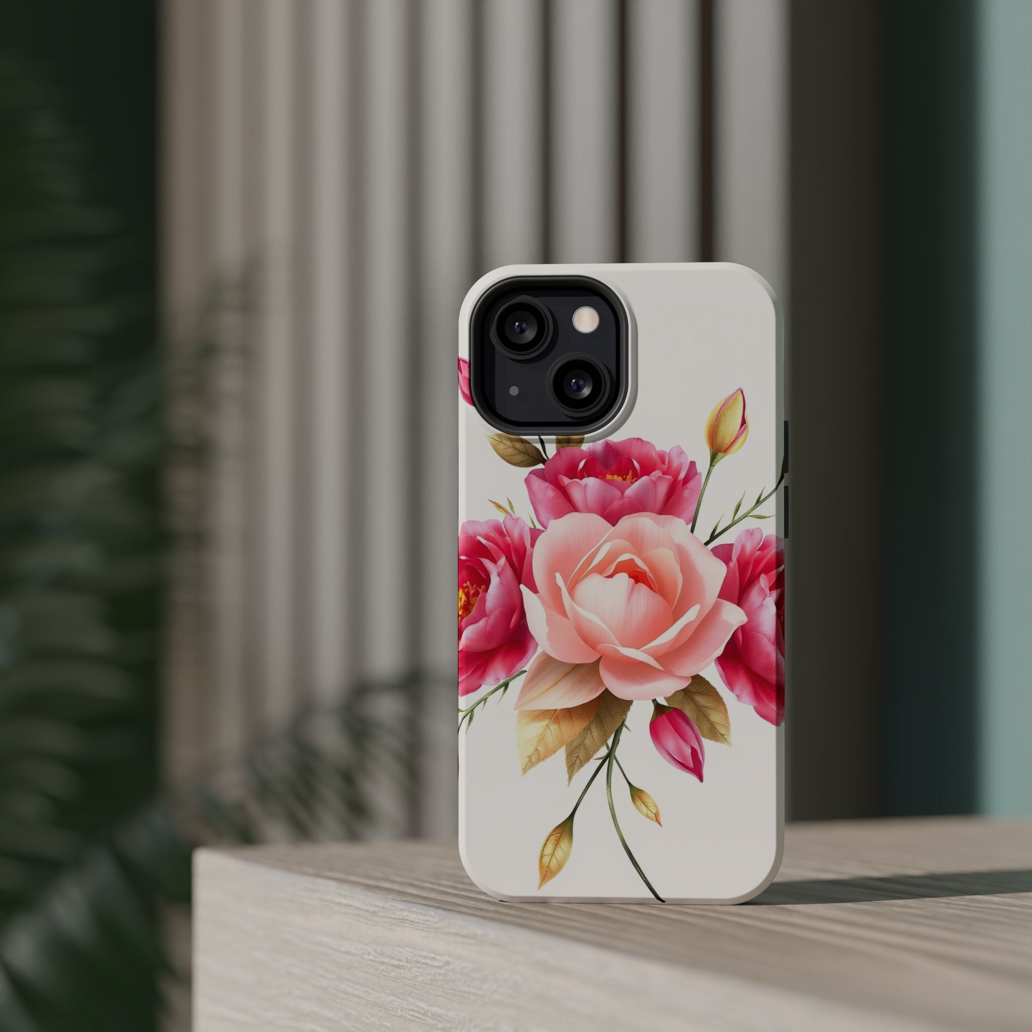iPhone Rose Pink And Cream Neon Floral Slim Everyday Designer Case · iPhone Case