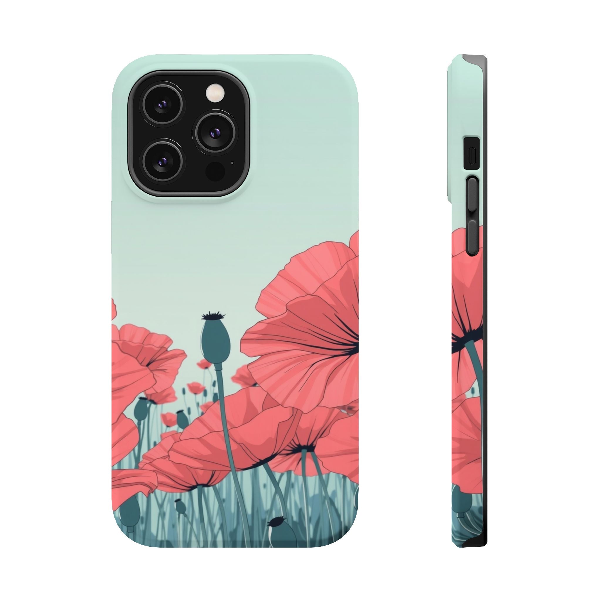 iPhone Mint And Blush Poppy Field Bold Modern Everyday Snap Case · iPhone Case