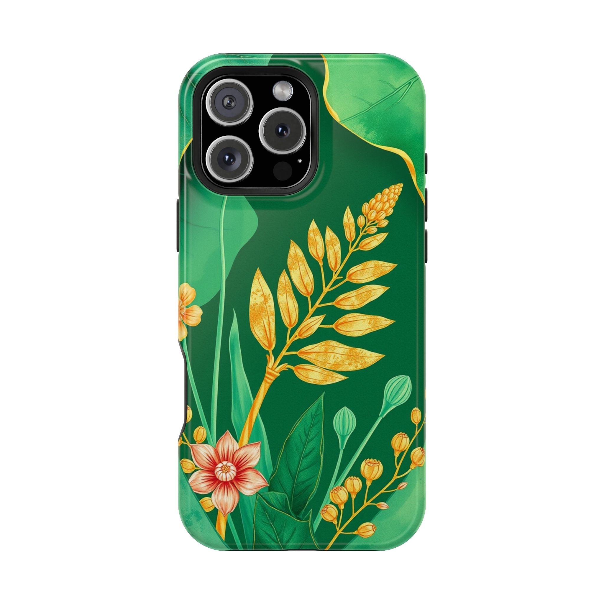 iPhone Emerald Green And Gold Botanical Illustration Ga Slim Snap Case · iPhone