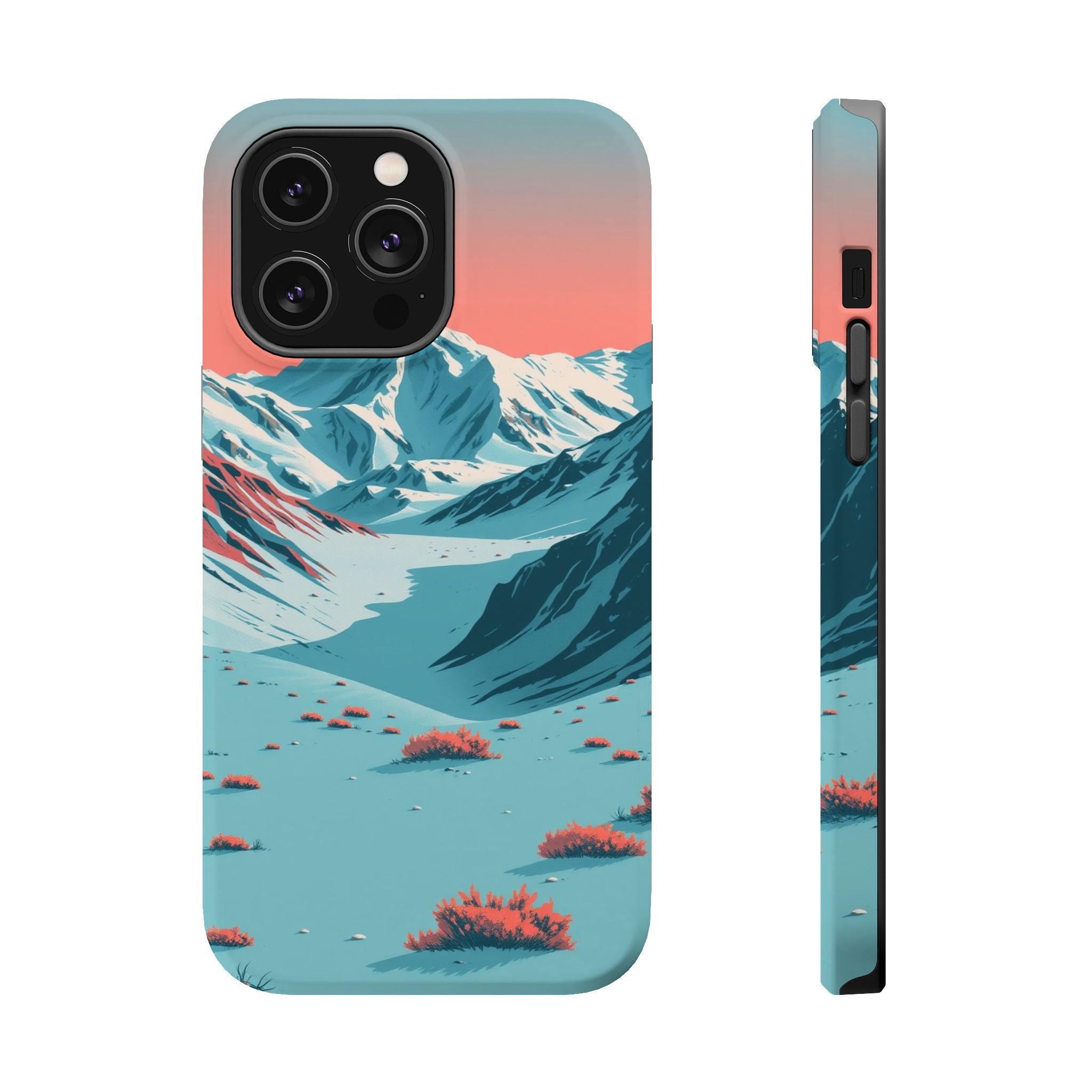 iPhone Teal And Coral Arctic Tundra Slim Everyday Designer Case · iPhone Case