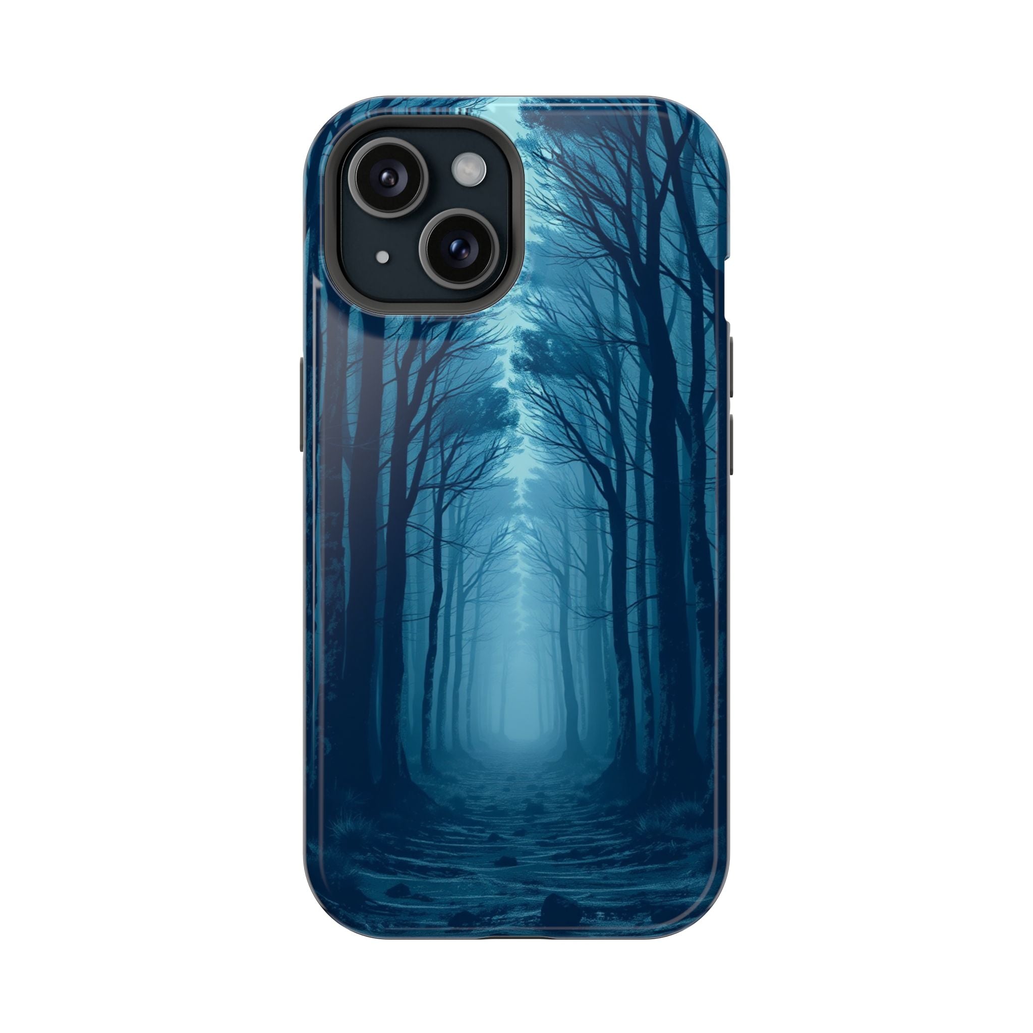 iPhone Midnight Blue And Silver Misty Forest Path iPhone Clean Minimal · iPhone