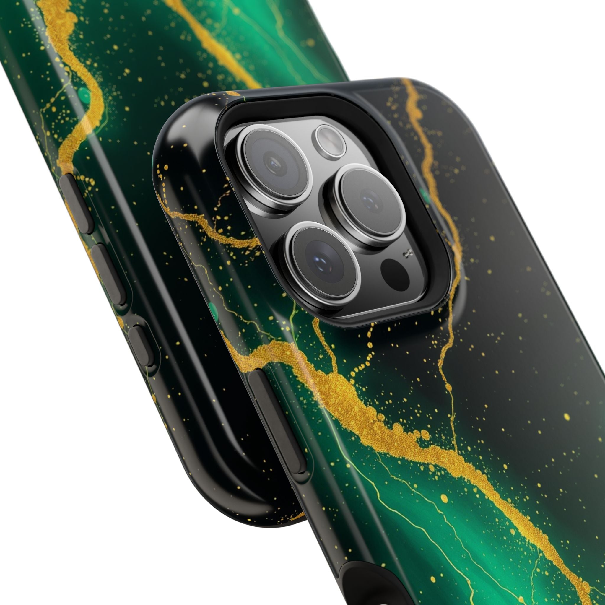 iPhone Emerald Green And Gold Petal Storm Slim iPhone Everyday Designer · iPhone