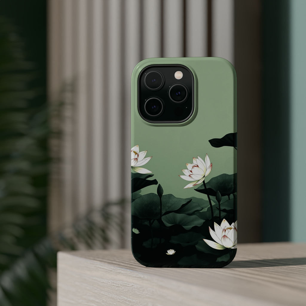 iPhone Sage And Ivory Lotus Pond Bold Modern Everyday Snap Case · iPhone Case