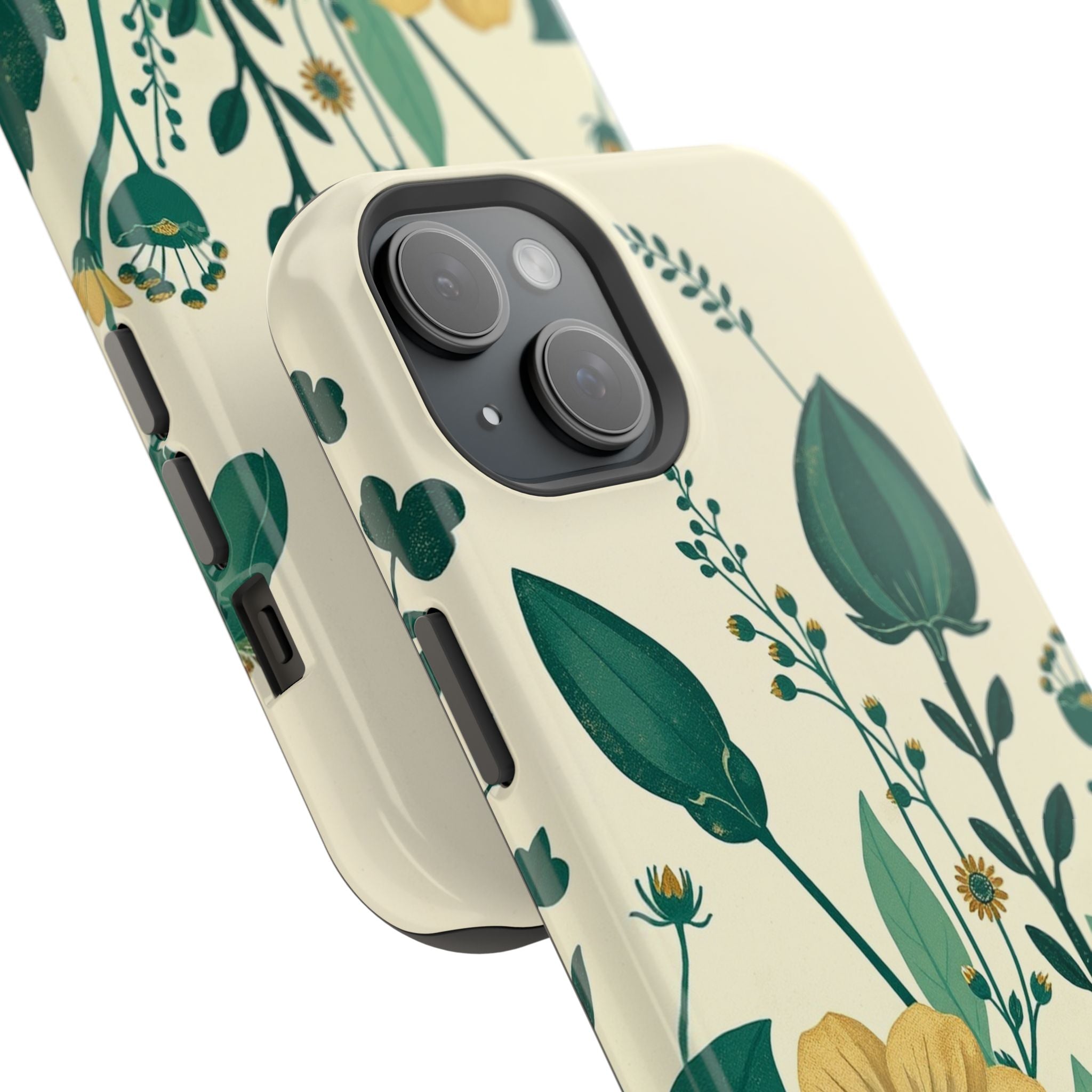 iPhone Emerald Green And Gold Pressed Botanicals Clean iPhone Minimal · iPhone C