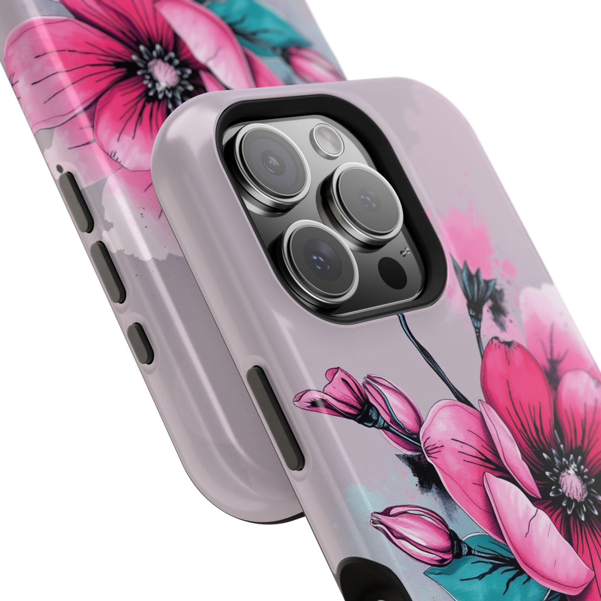 iPhone Mint And Blush Floral Ink Wash Slim Everyday Designer Case · iPhone Case
