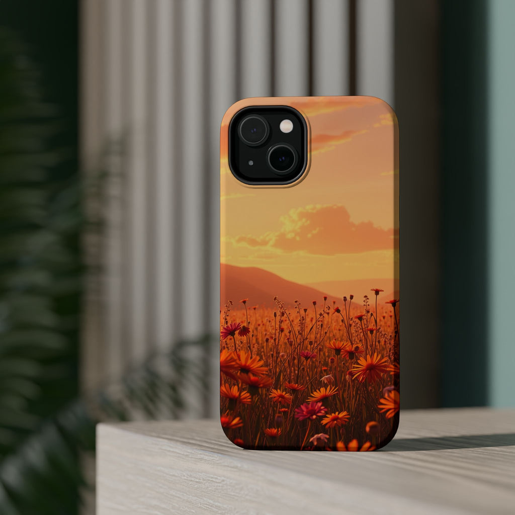 iPhone Sunset Amber And Peach Wildflower Field Soft iPhone Finish · iPhone Case