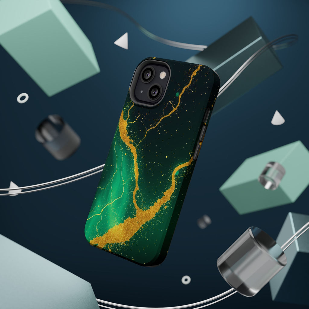 iPhone Emerald Green And Gold Petal Storm Slim iPhone Everyday Designer · iPhone