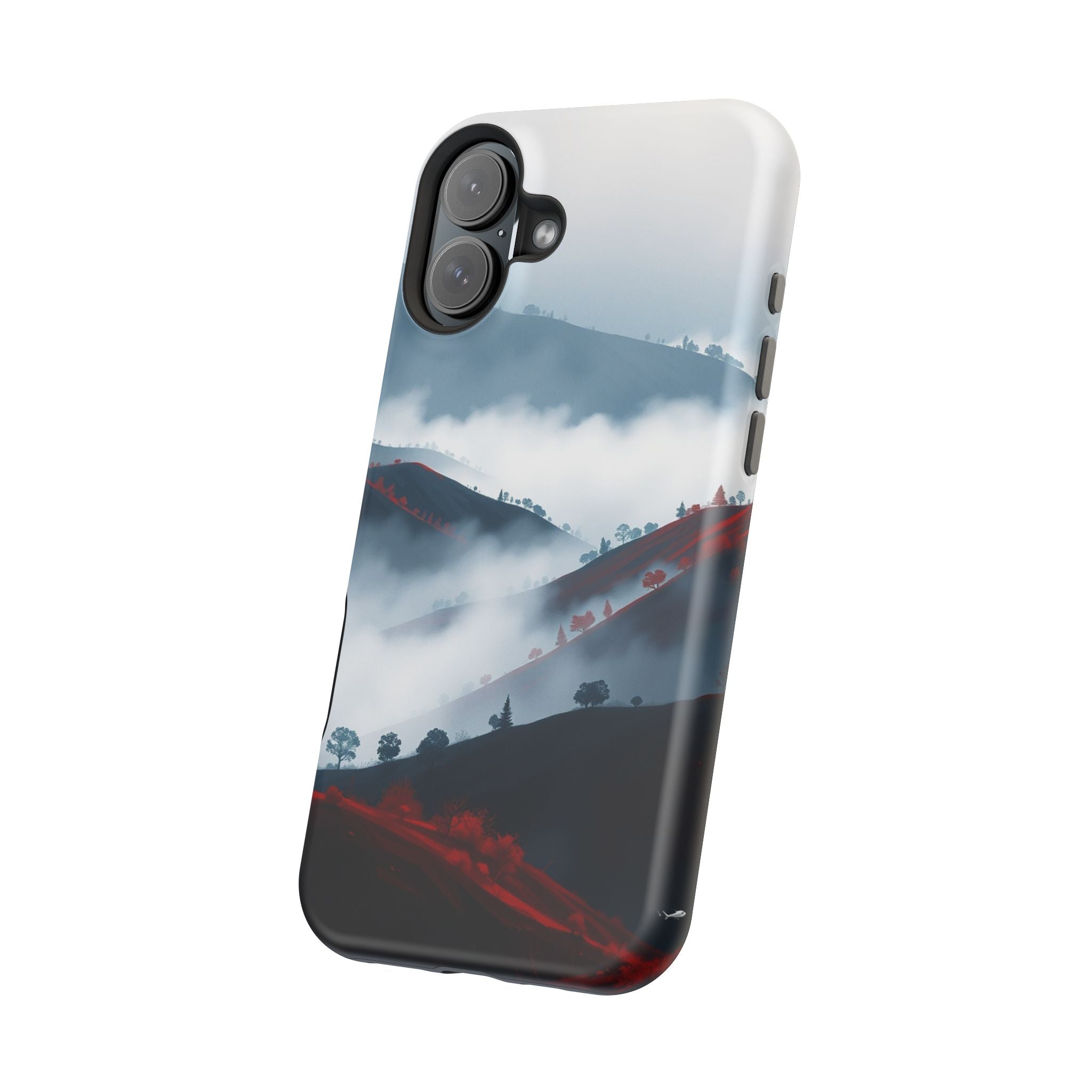 iPhone Black And Crimson Fog Rolling Over Hills Soft iPhone Finish · iPhone Case