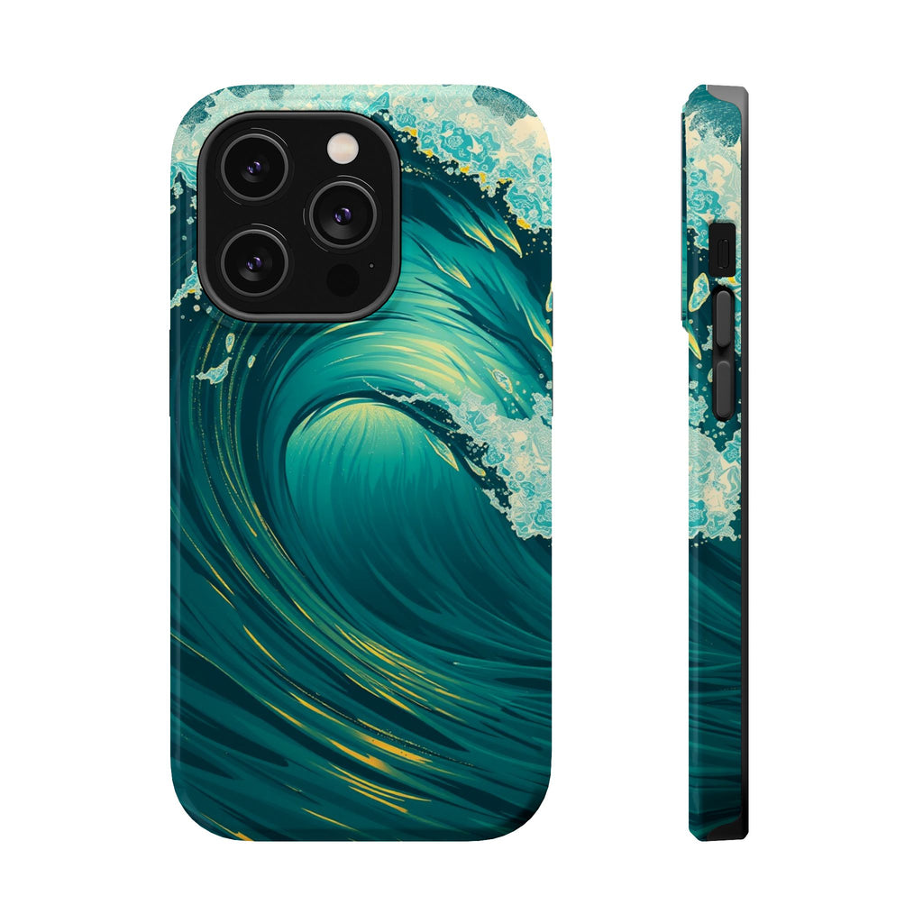 iPhone Emerald Green And Gold Ocean Wave Crash Soft iPhone Finish · iPhone Case