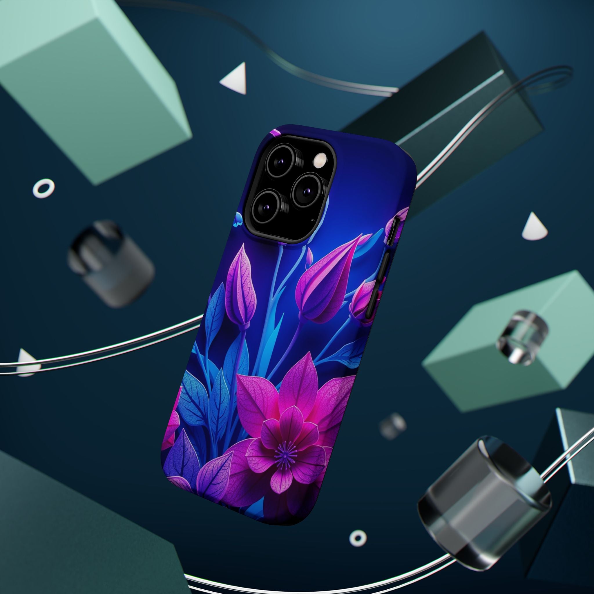 iPhone Neon Floral Paper Cut Art Bold Modern Everyday Snap Case · iPhone Case