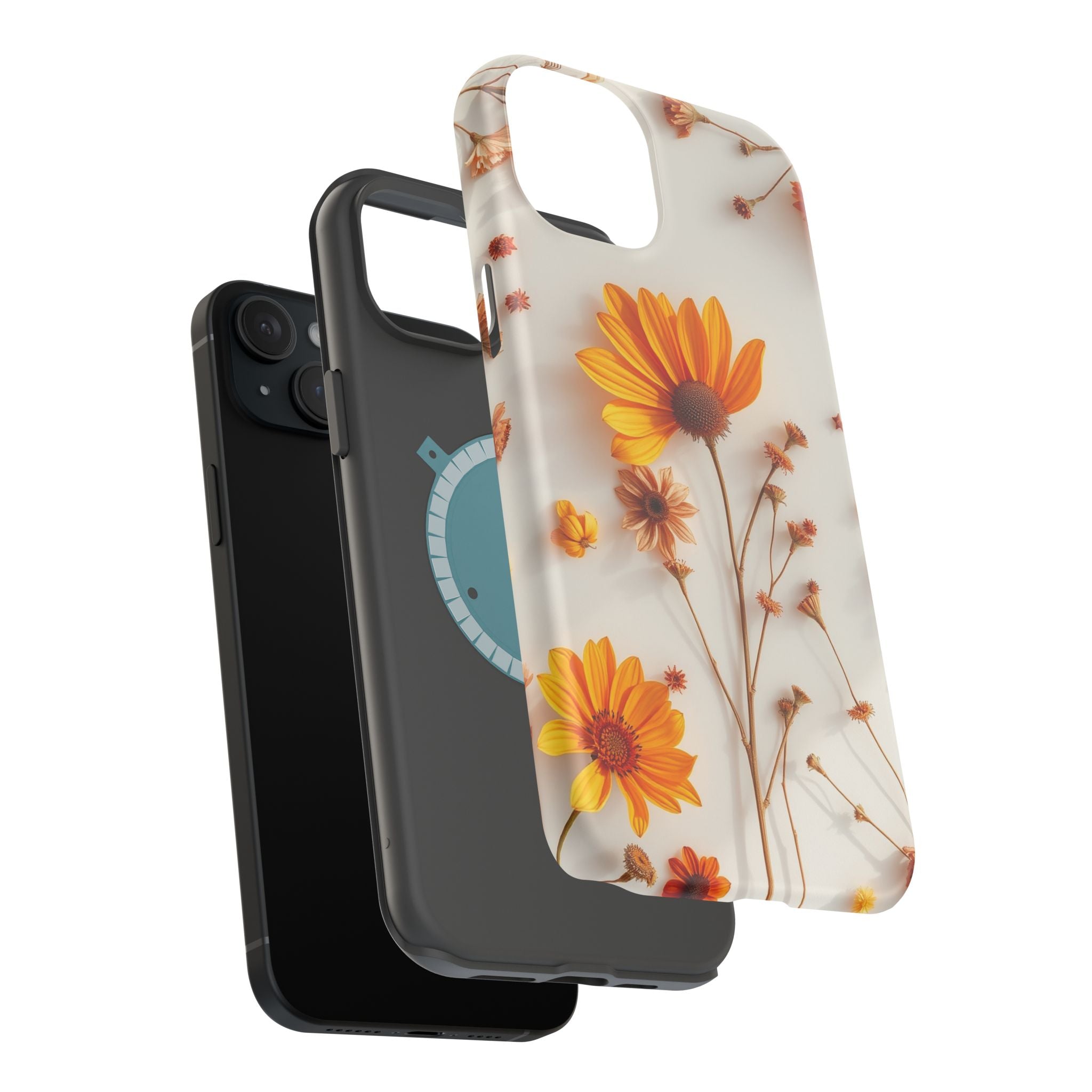 iPhone Mustard And Rust Dried Flower Flat Lay Carry Case Slim Snap Case · iPhone