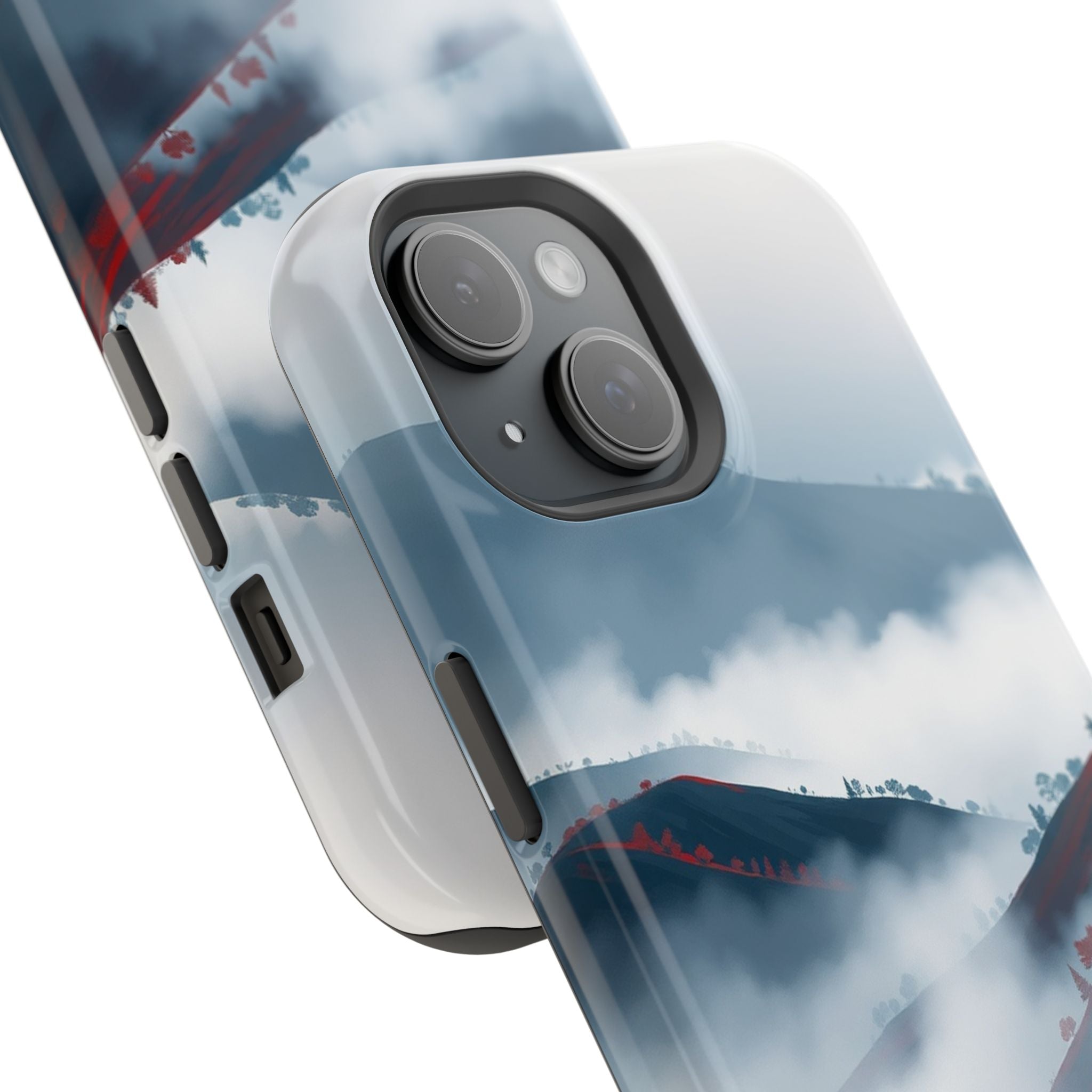 iPhone Black And Crimson Fog Rolling Over Hills Soft iPhone Finish · iPhone Case