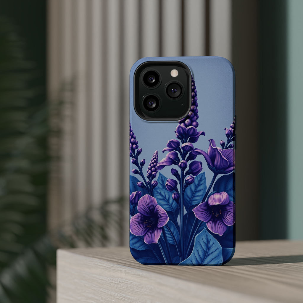 iPhone Indigo And Violet Botanical Illustration Soft iPhone Finish · iPhone Case