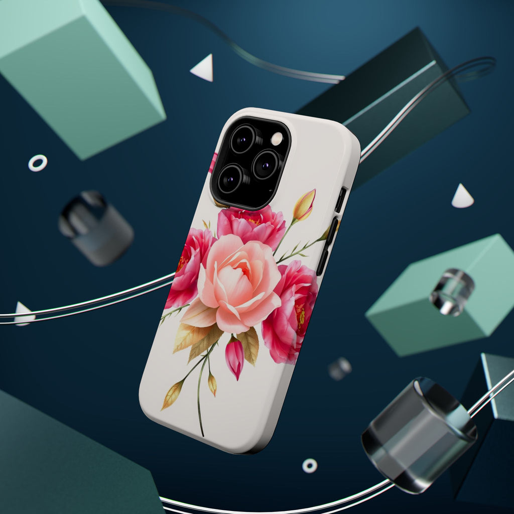 iPhone Rose Pink And Cream Neon Floral Slim Everyday Designer Case · iPhone Case