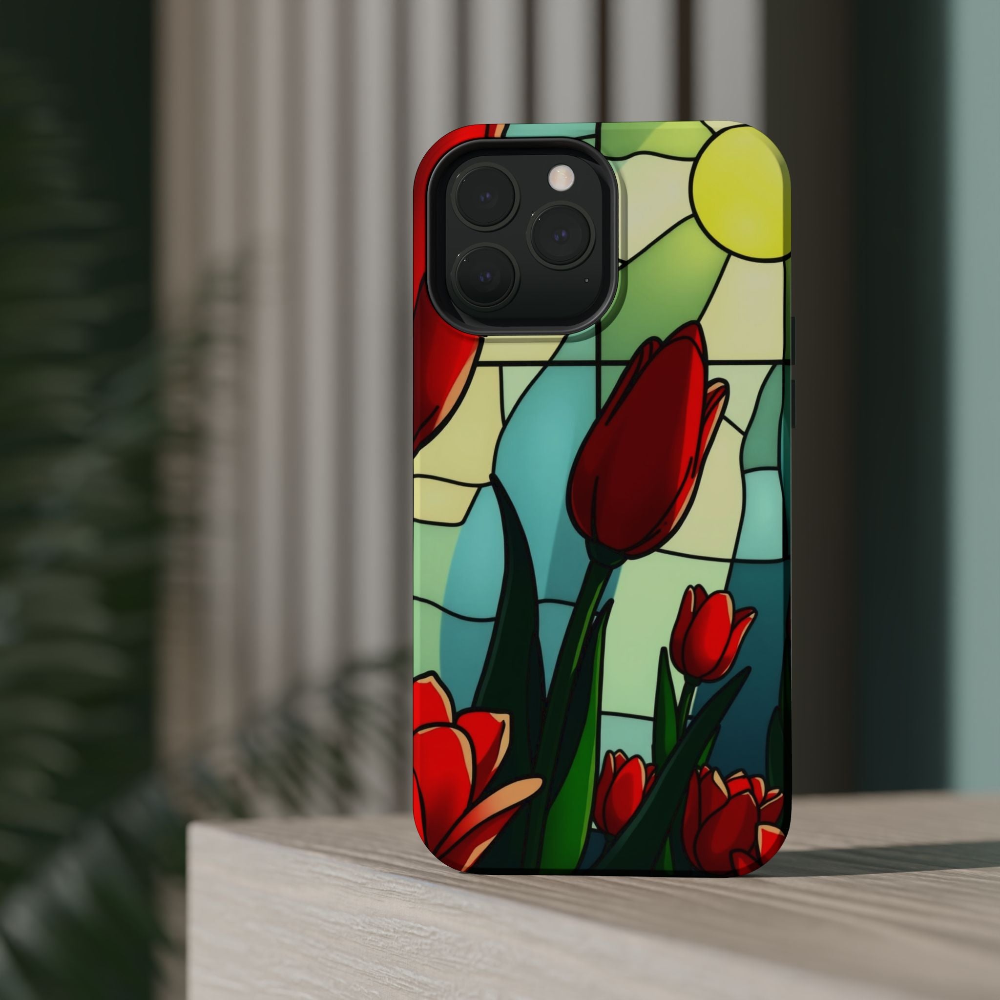 iPhone Tulip Row Stained Glass Slim Everyday Designer Case · iPhone Case