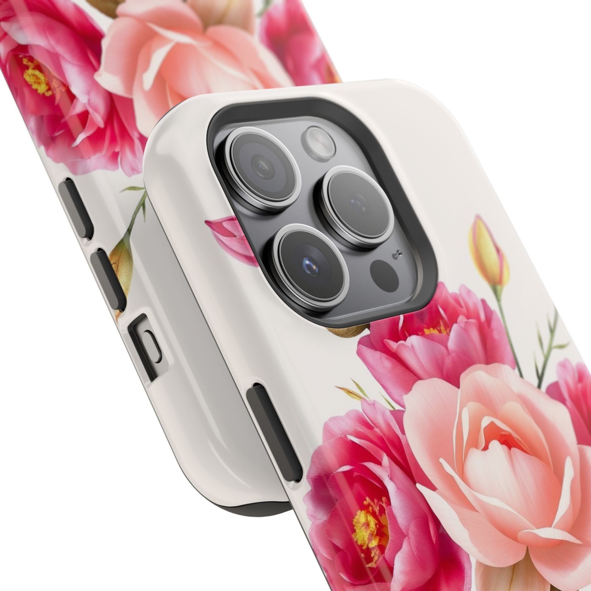 iPhone Rose Pink And Cream Neon Floral Slim Everyday Designer Case · iPhone Case