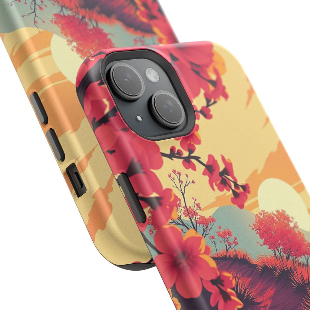 iPhone Sunset Amber And Peach Blossom Trail Soft iPhone 15 Finish · iPhone Case