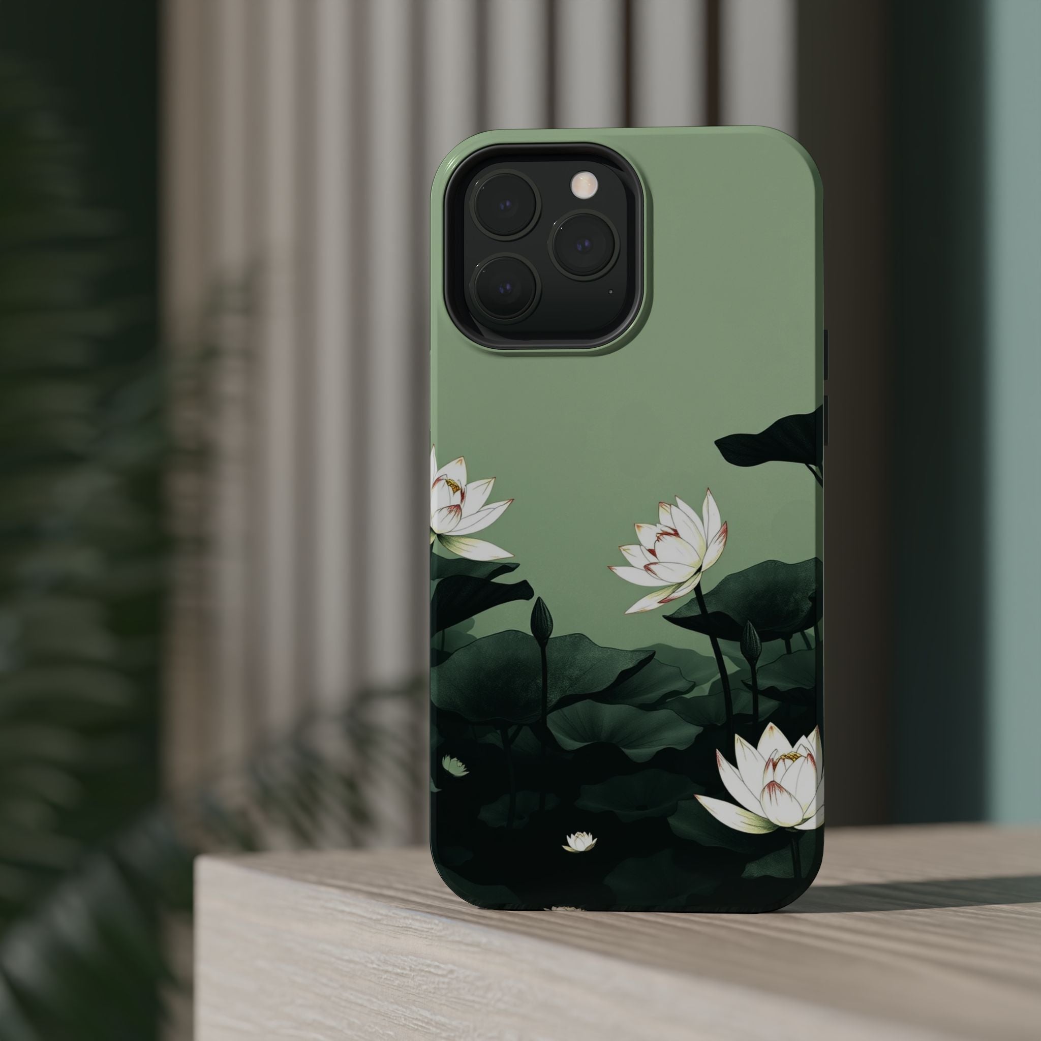 iPhone Sage And Ivory Lotus Pond Bold Modern Everyday Snap Case · iPhone Case