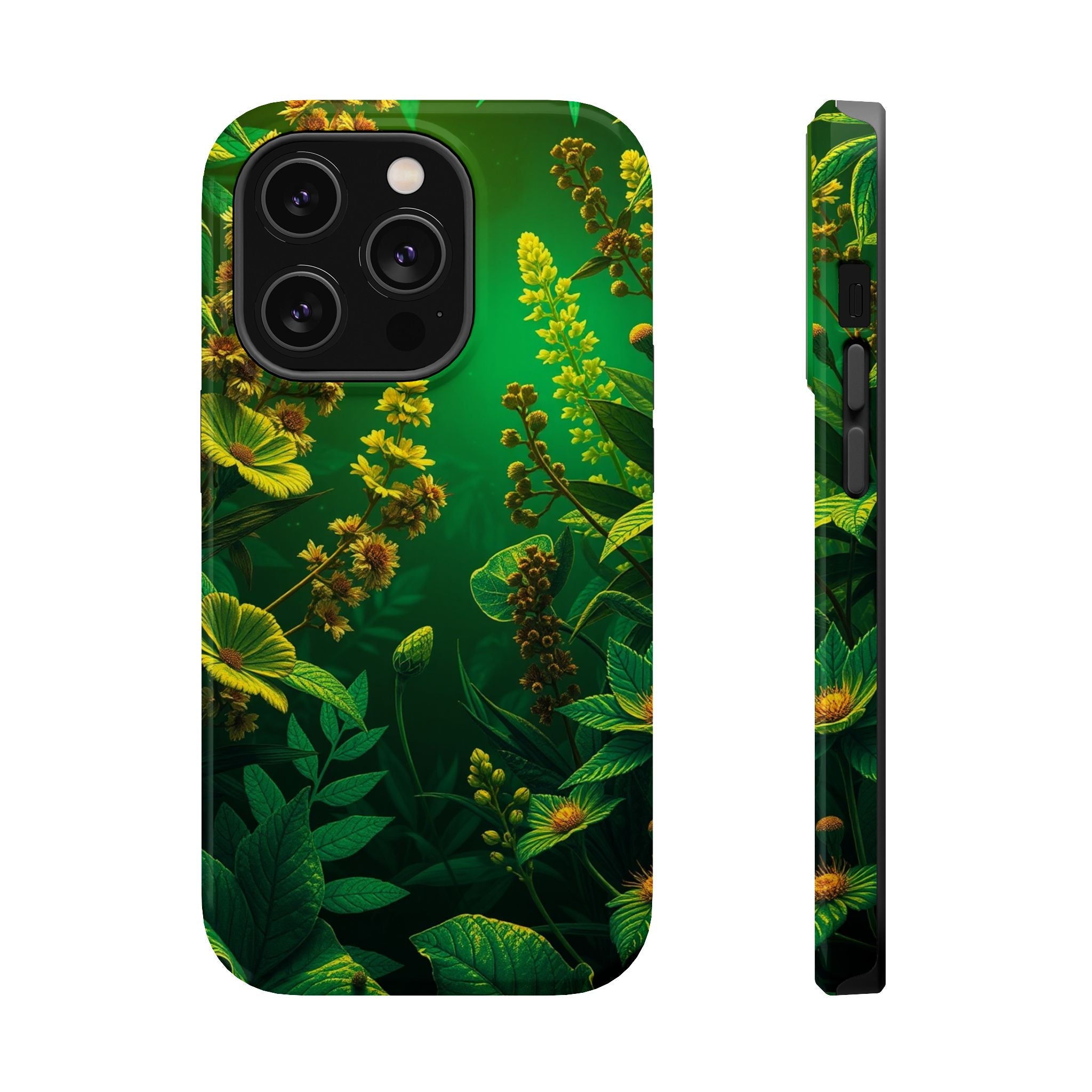 iPhone Emerald Green And Gold Vintage Botanicals Print Slim Snap Case · iPhone C