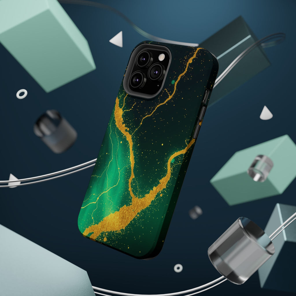 iPhone Emerald Green And Gold Petal Storm Slim iPhone Everyday Designer · iPhone
