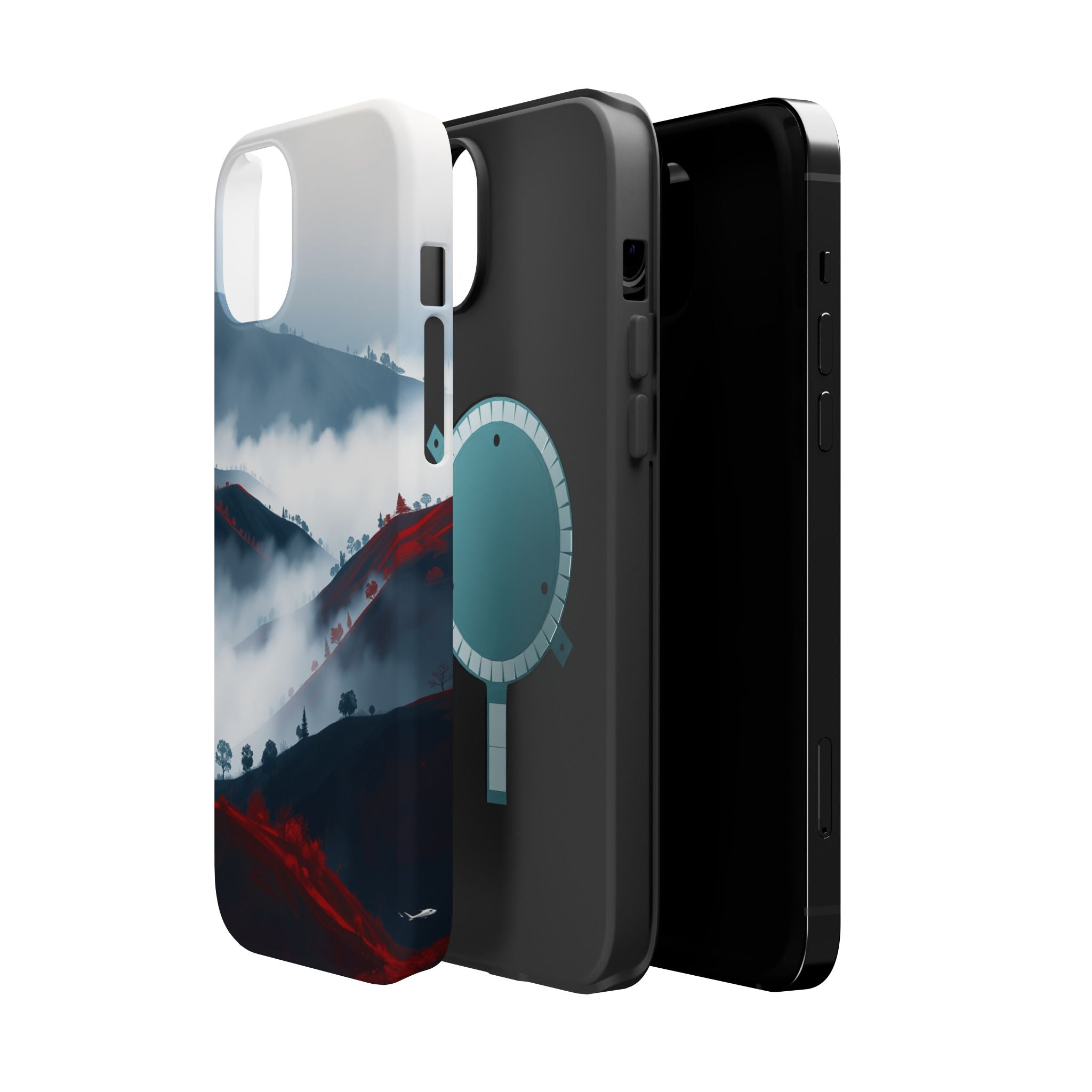 iPhone Black And Crimson Fog Rolling Over Hills Soft iPhone Finish · iPhone Case