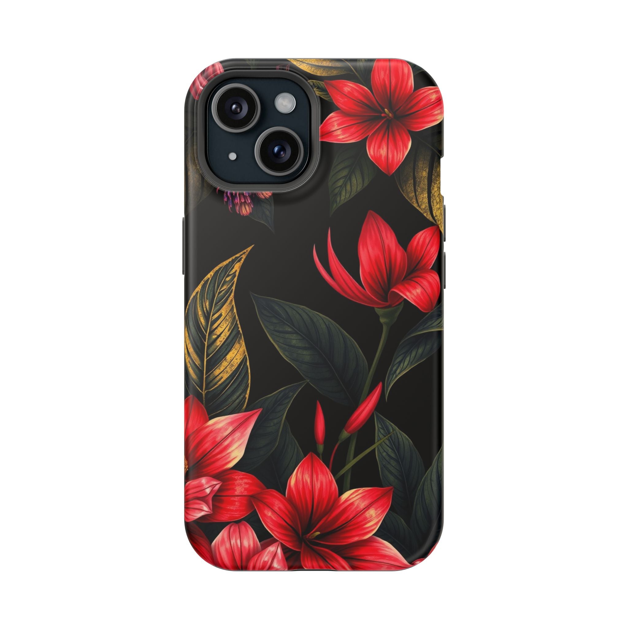 iPhone Black And Crimson Jungle Floral Slim Everyday Designer Case · iPhone Case