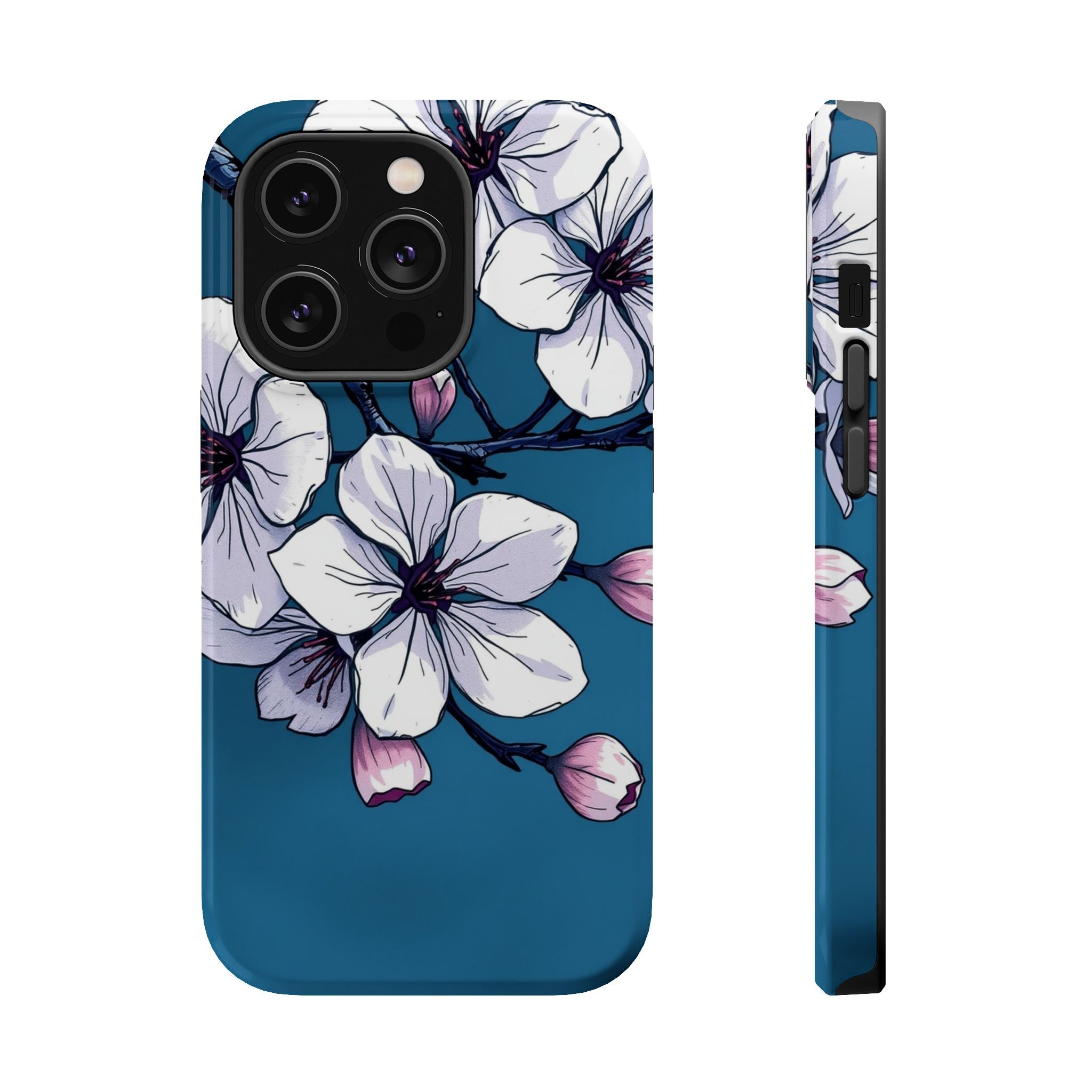 iPhone Midnight Blue And Silver Cherry Blossom Soft iPhone Finish · iPhone Case