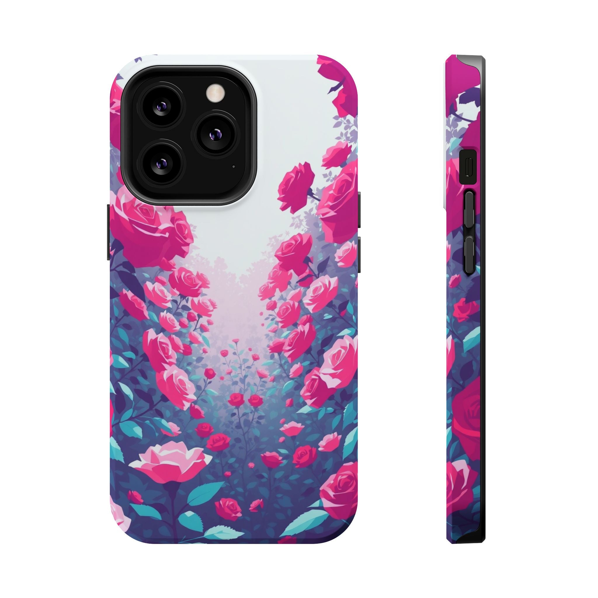 iPhone Cyan And Magenta Rose Garden Slim Everyday Designer Case · iPhone Case