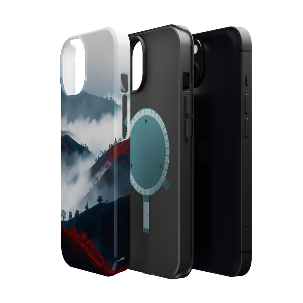 iPhone Black And Crimson Fog Rolling Over Hills Soft iPhone Finish · iPhone Case