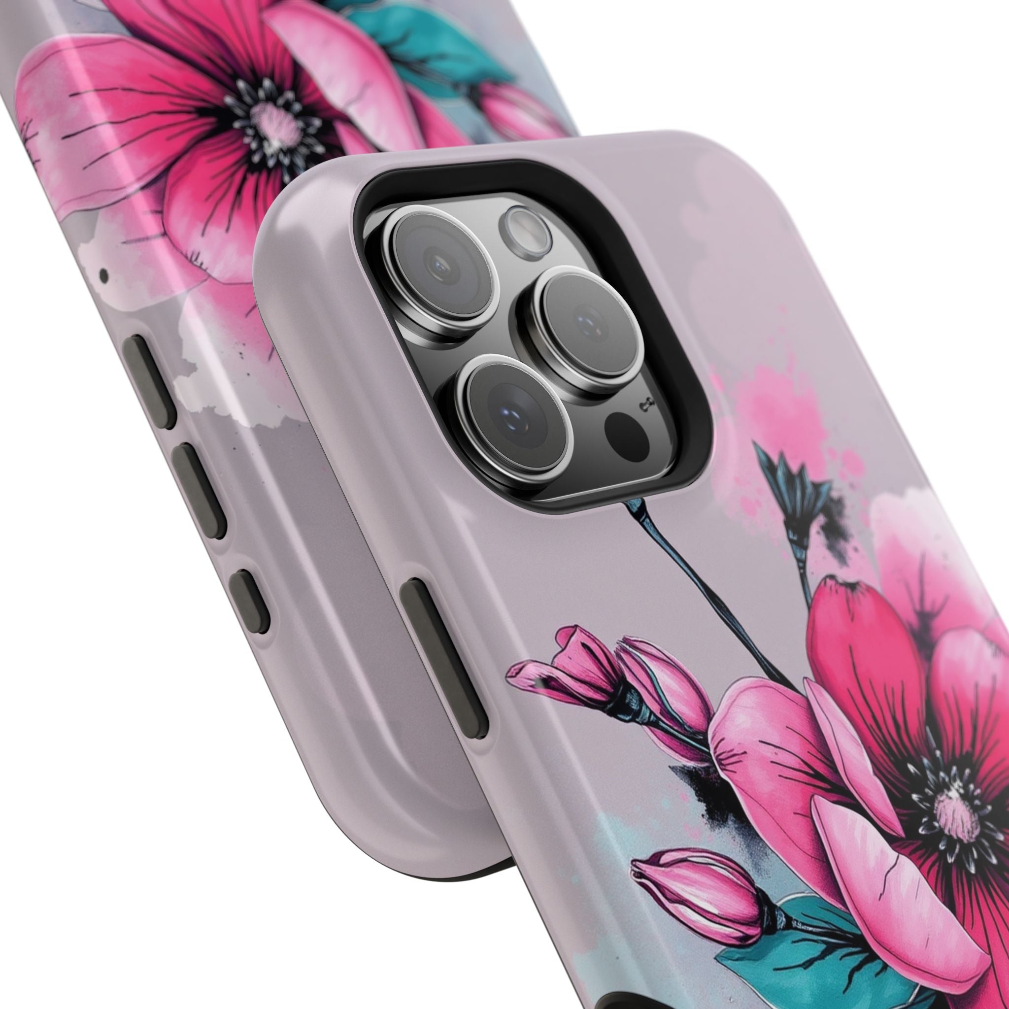 iPhone Mint And Blush Floral Ink Wash Slim Everyday Designer Case · iPhone Case