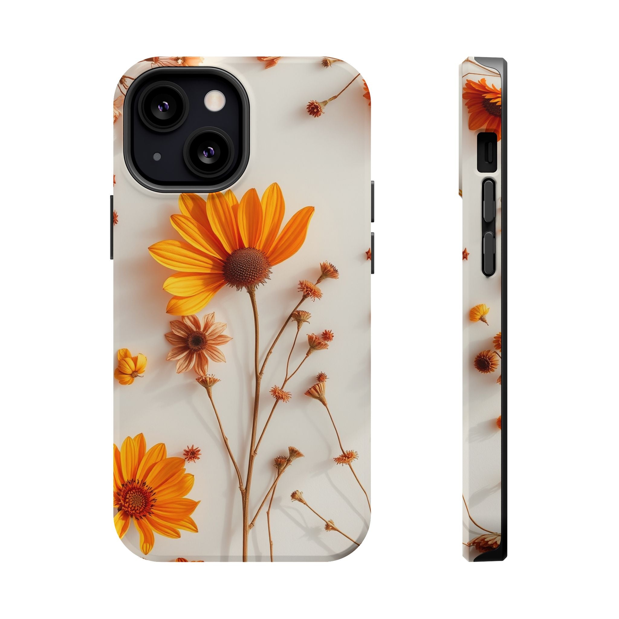 iPhone Mustard And Rust Dried Flower Flat Lay Carry Case Slim Snap Case · iPhone
